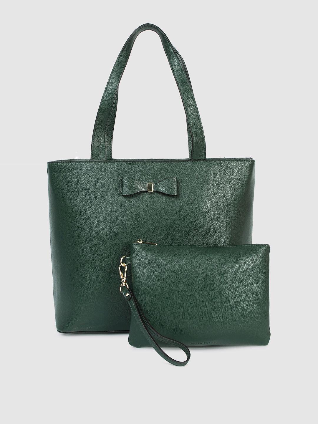 

Allen Solly Green Solid PU Regular Structured Shoulder Bag with Bow Detail