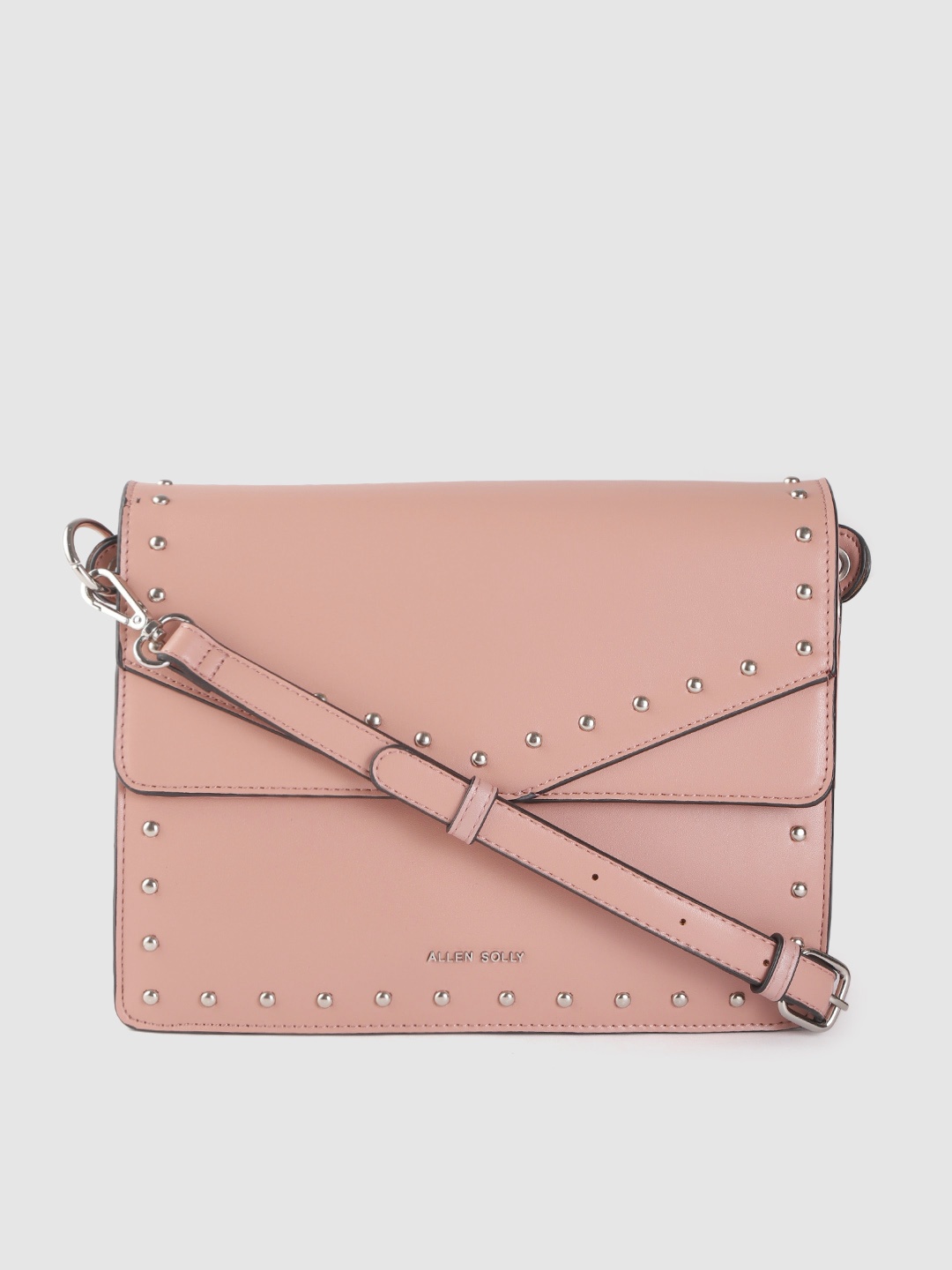 

Allen Solly Peach-Coloured Solid Sling Bag with Sling Strap & Embellished Detail