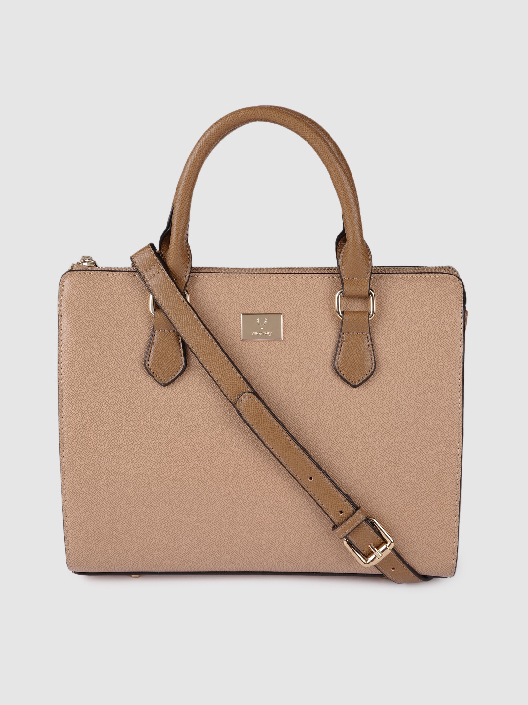 

Allen Solly Nude-Coloured Solid Structured Handheld Bag