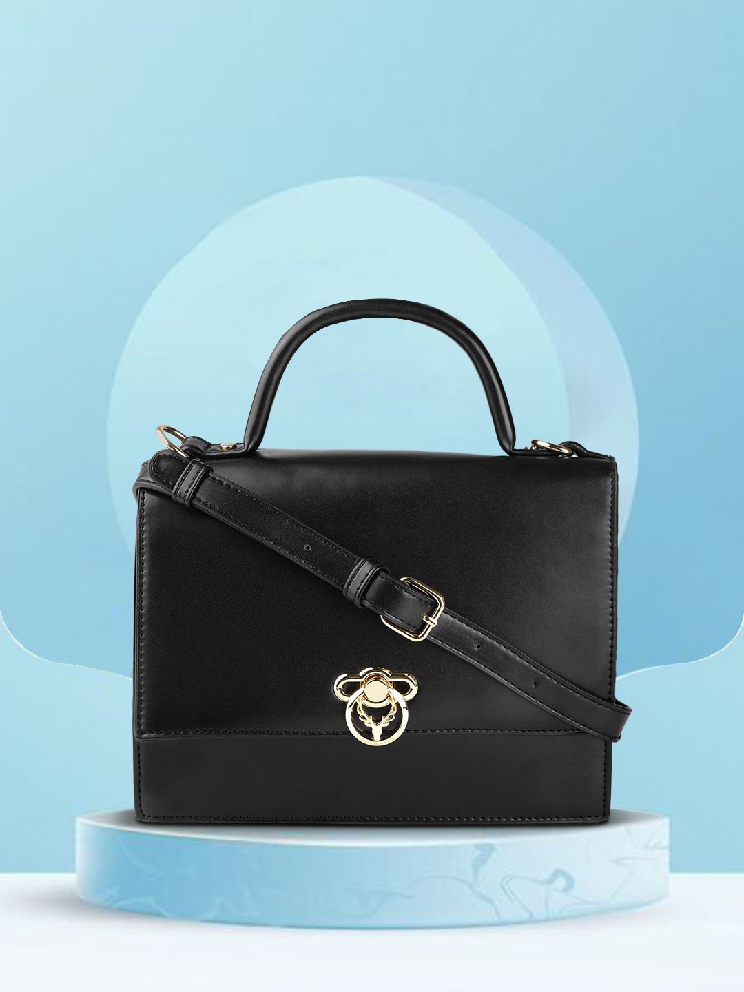 

Allen Solly Black Solid Structured Handheld Bag
