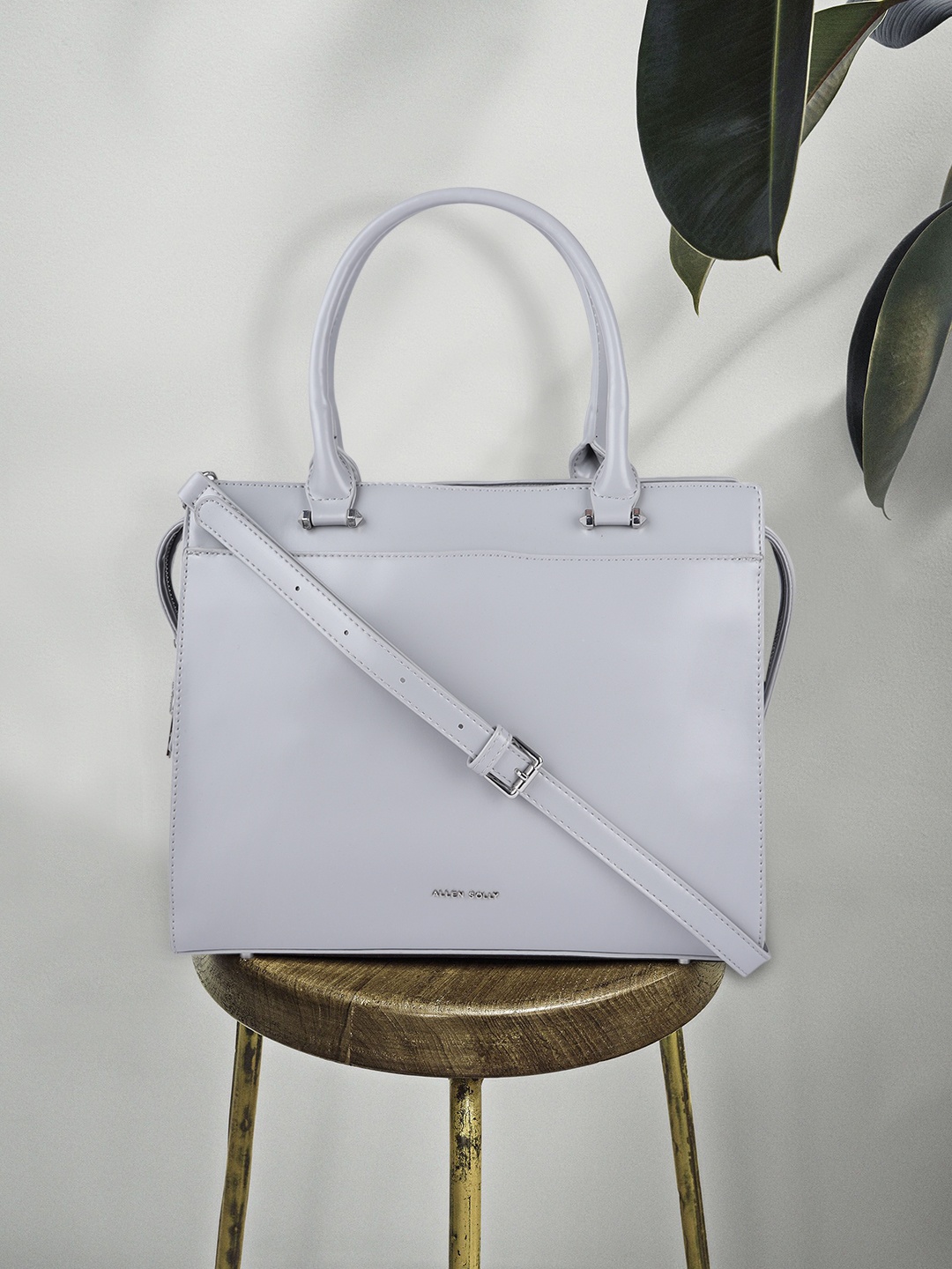 

Allen Solly Grey Solid Structured Handheld Bag