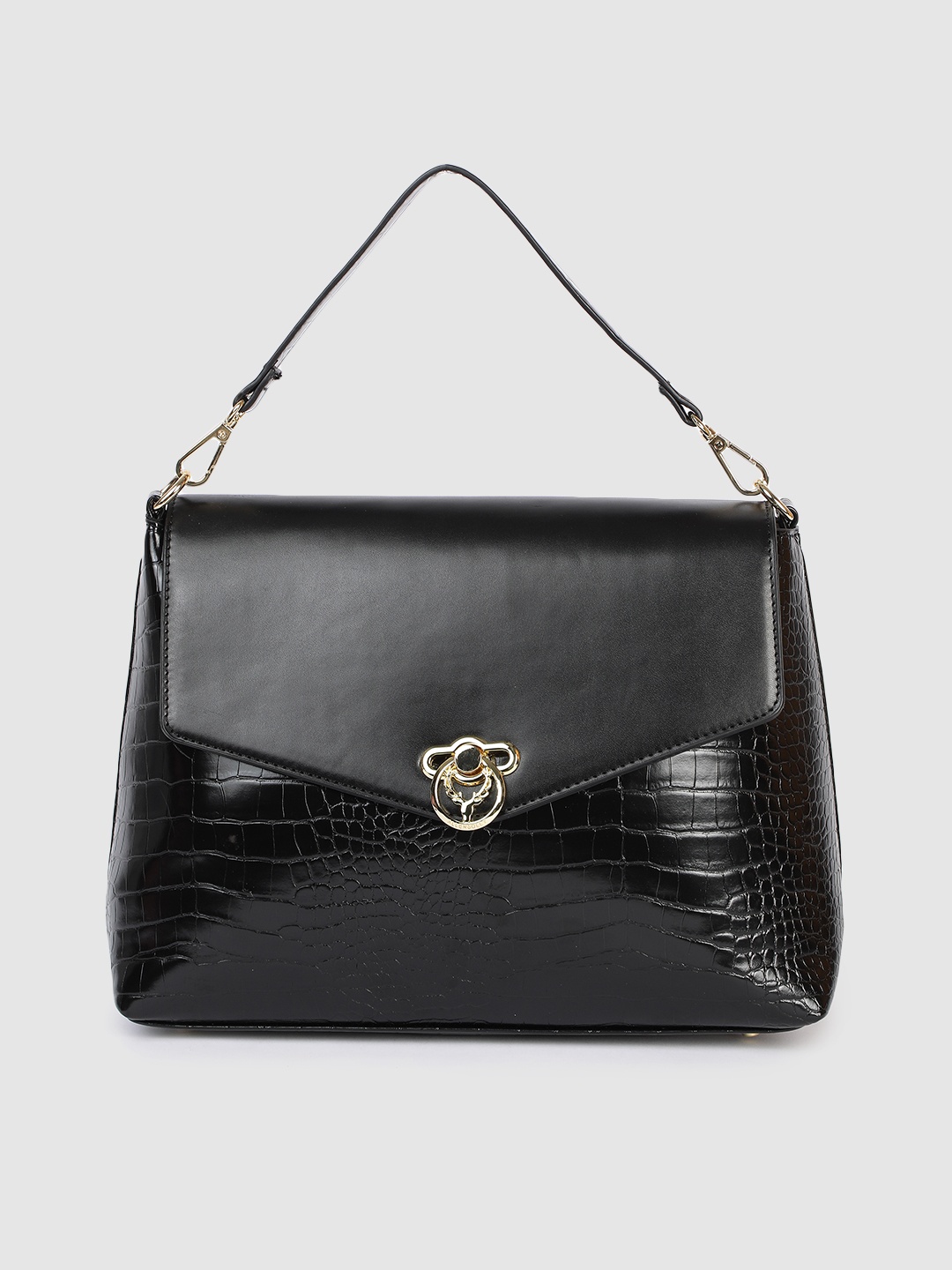

Allen Solly Black Animal Textured PU Regular Structured Handheld Bag