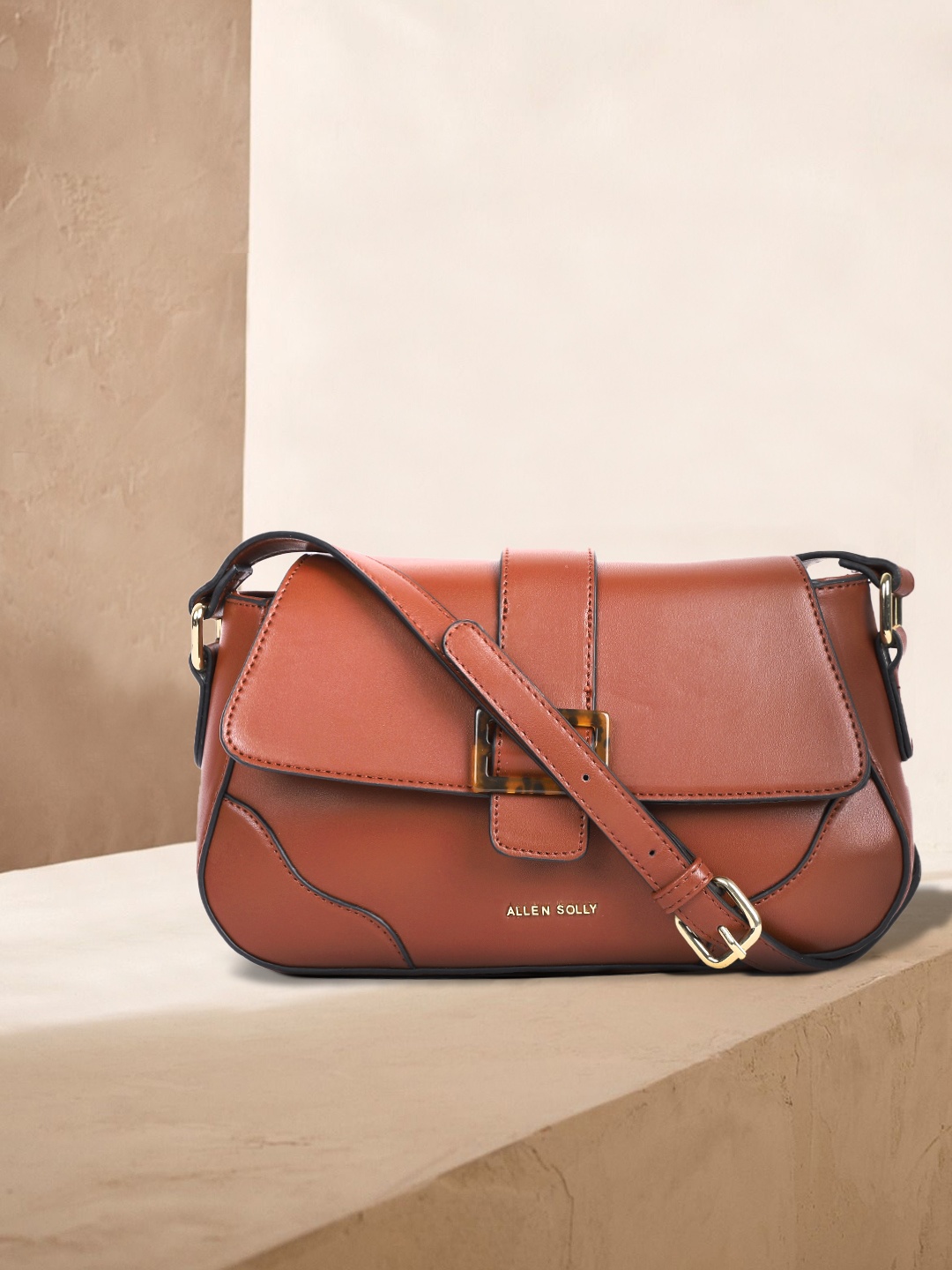 

Allen Solly Brown PU Structured Sling Bag