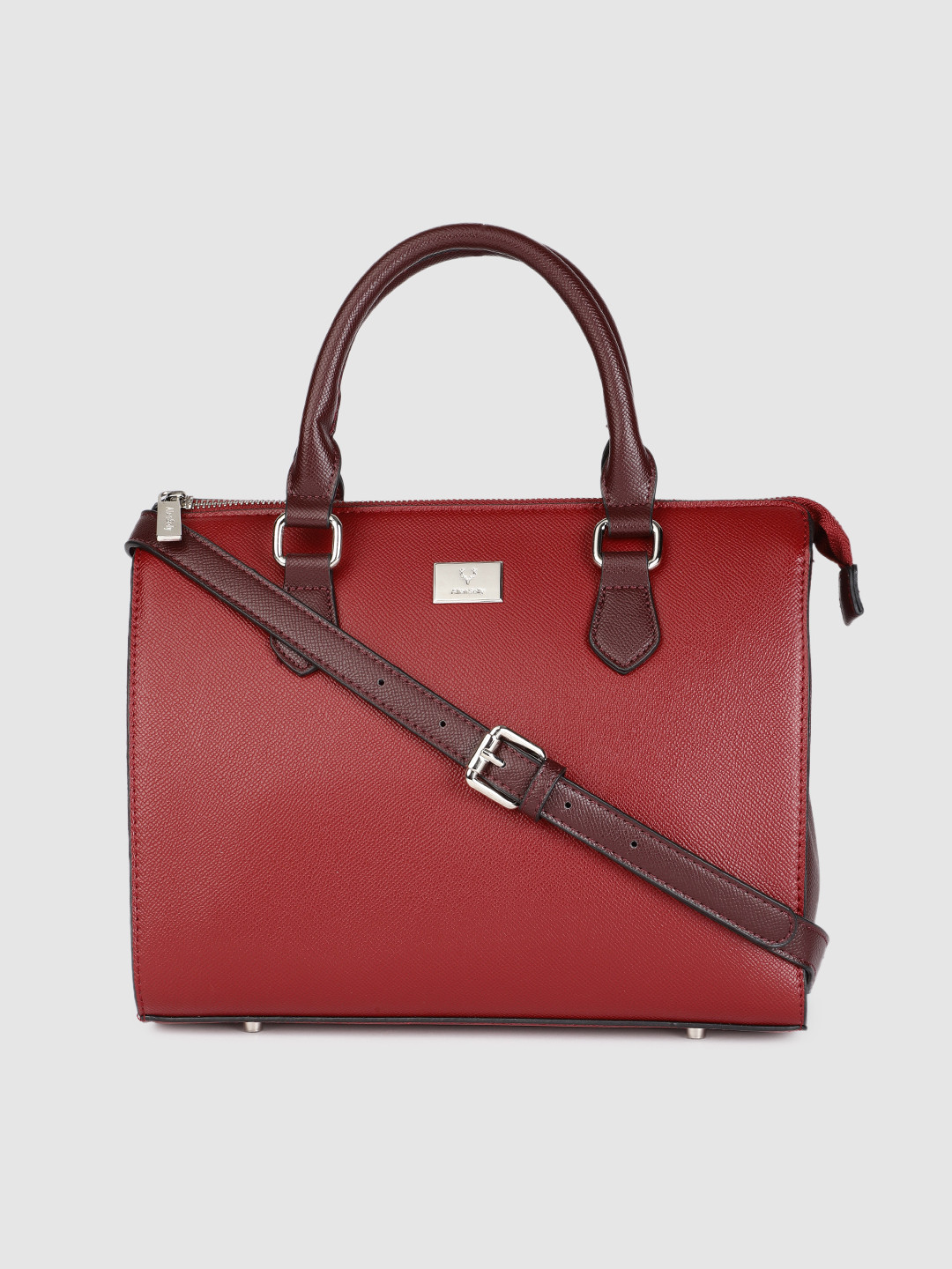 

Allen Solly Maroon Structured Handheld Bag