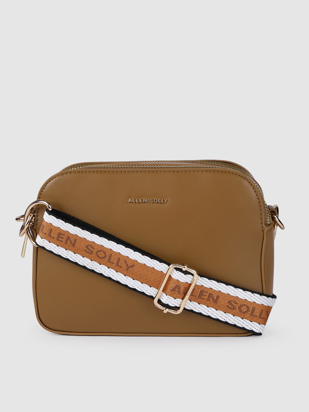 

Allen Solly Tan Brown Solid Structured Sling Bag
