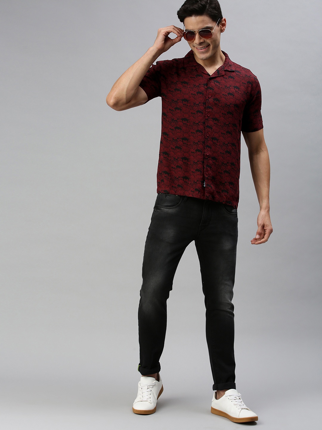 

The Souled Store Men Maroon Opaque Marvel: Chibi Pattern Printed Casual Shirt