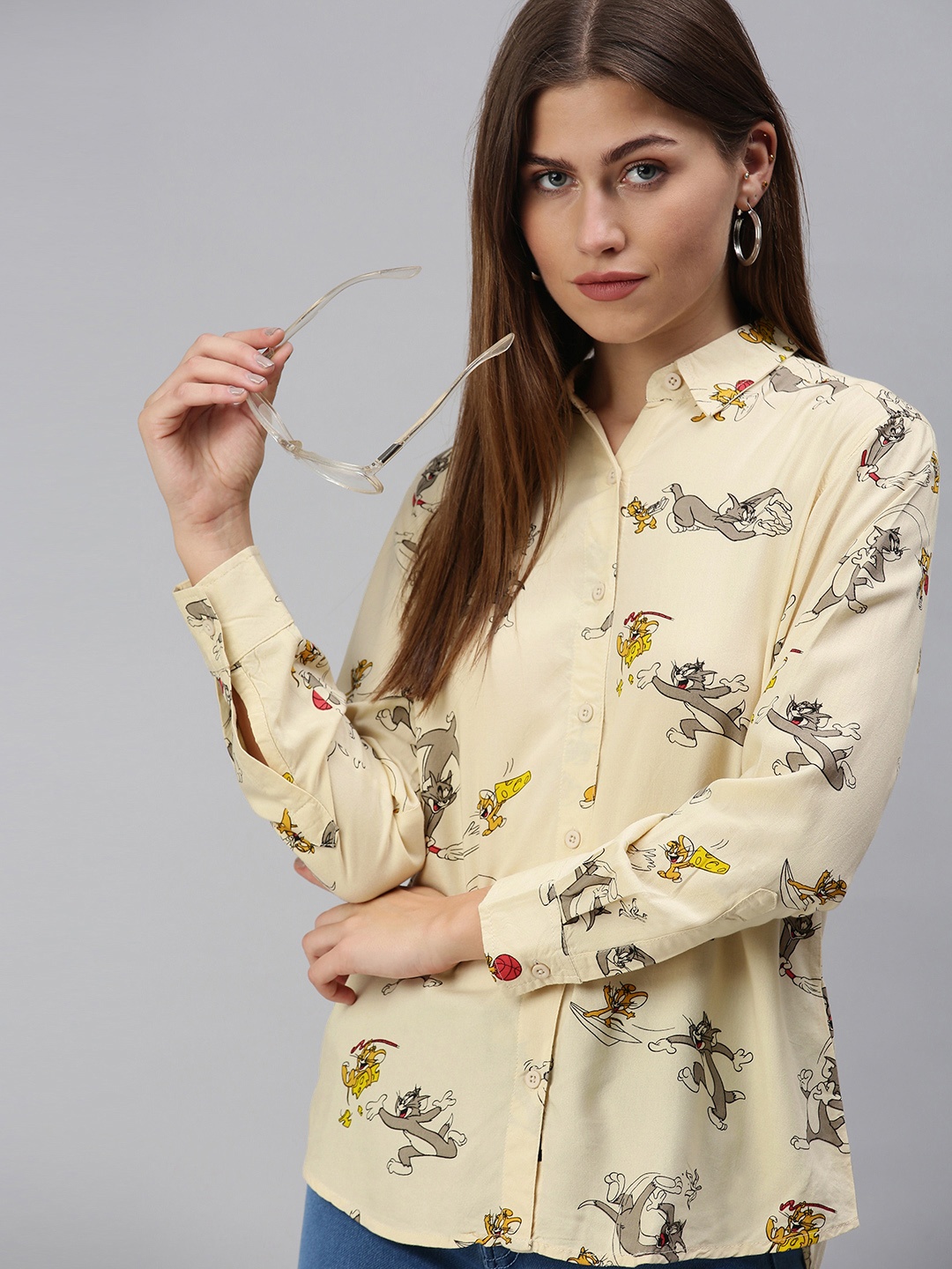 

The Souled Store Women Off White Opaque Tom And Jerry Casual Shirt