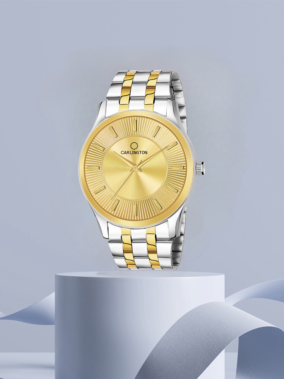 

CARLINGTON Men Gold-Toned Brass Dial & Silver Toned Straps Analogue Watch CT-6220SG