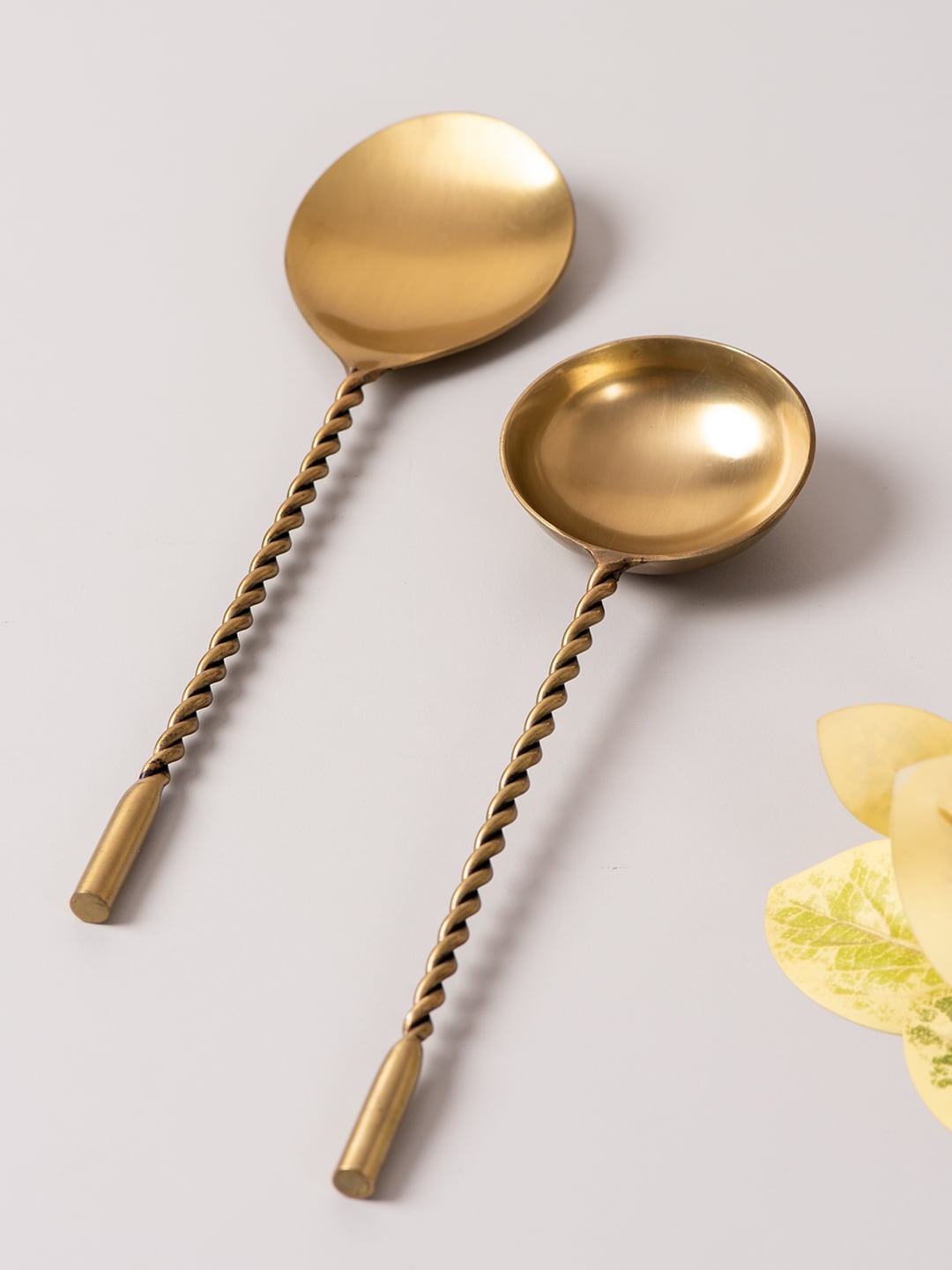 

nestroots Set Of 2 Golden Dessert Serving Spoons with Long Handle, Gold