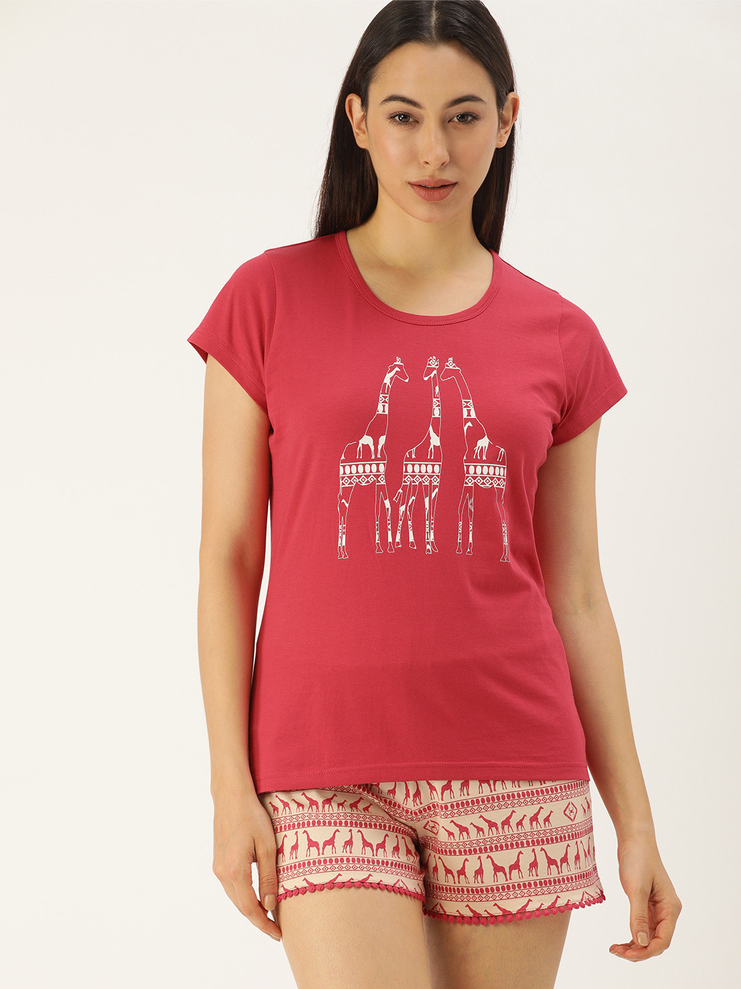 

Slumber Jill Women Pink Printed Night suit