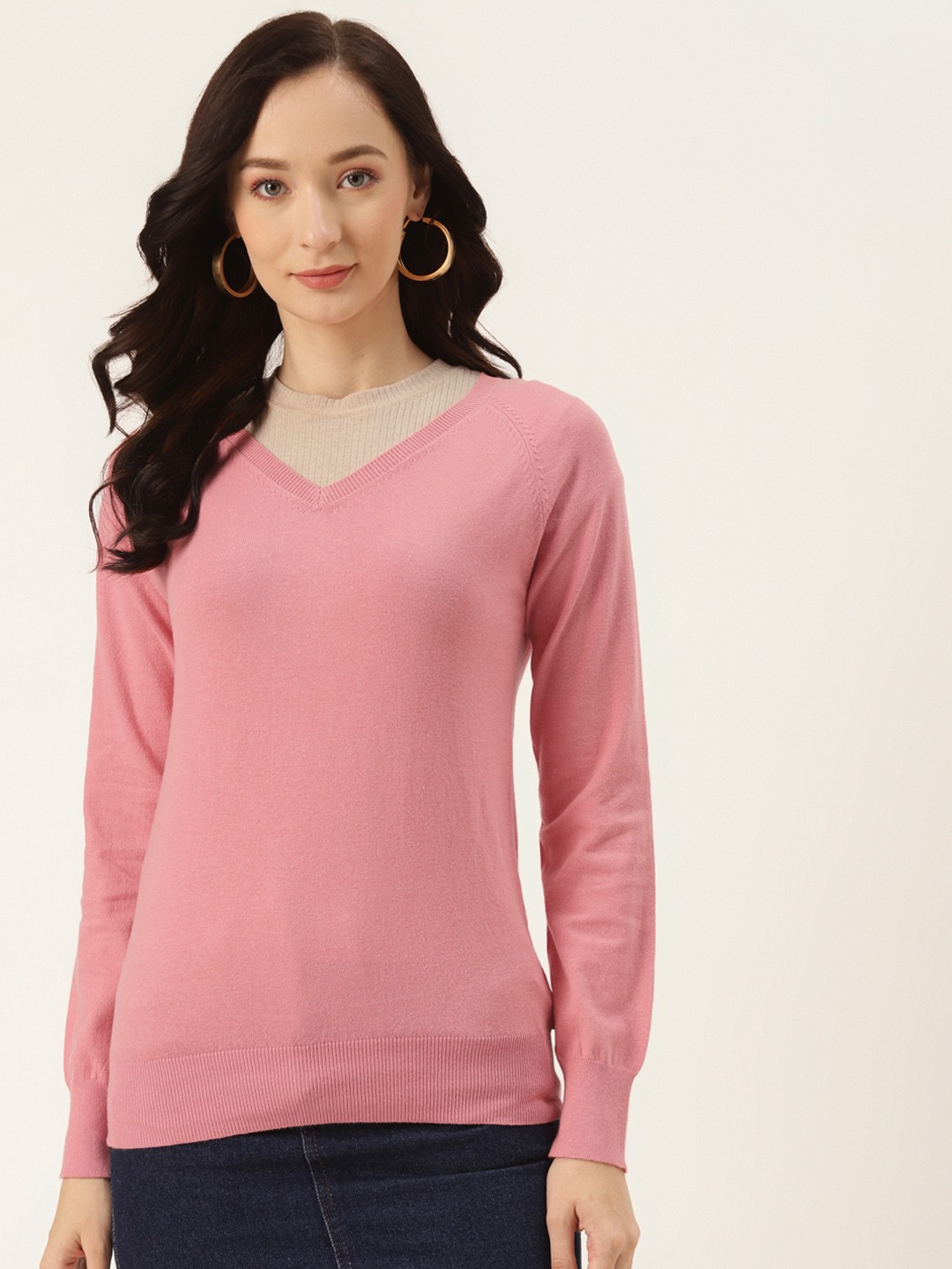 

Madame Women Pink Solid Pullover