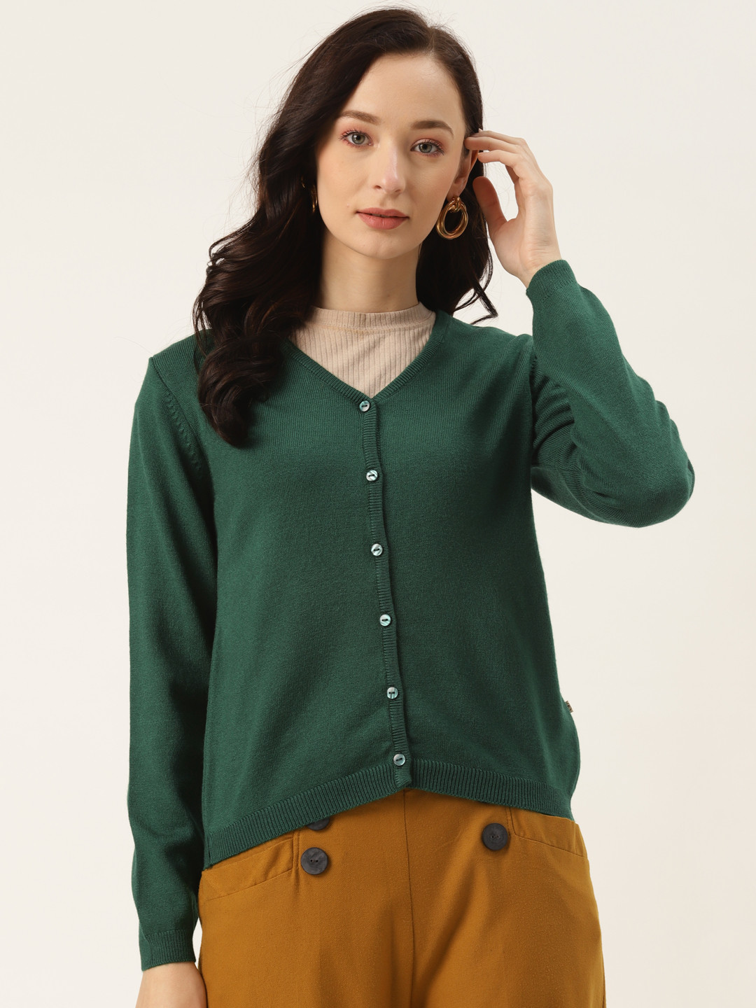 

Madame Women Green Cardigan