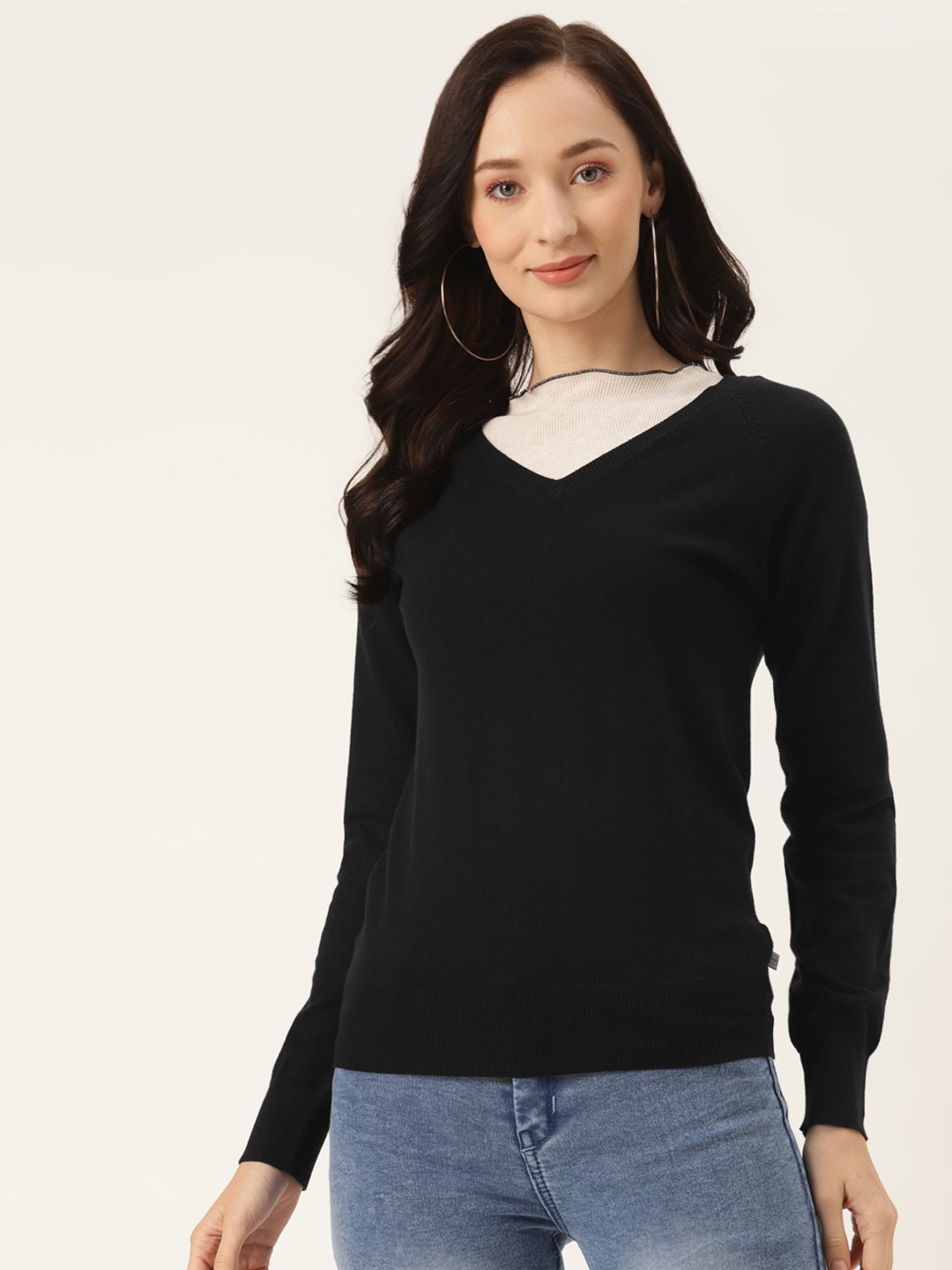 Madame Women Black Solid Pullover