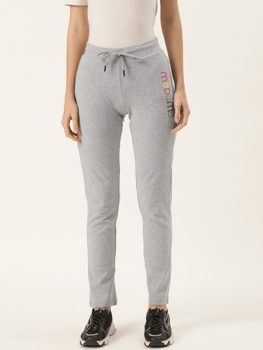 

Madame Women Grey Melange Solid Track Pants