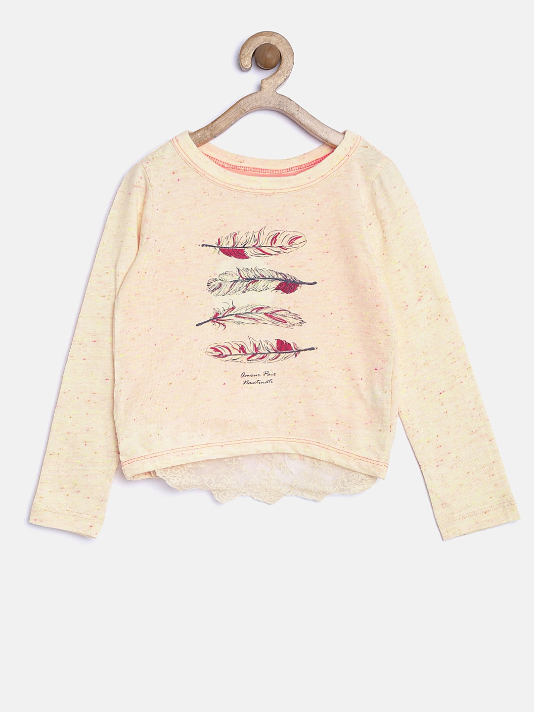 

Nauti Nati Girls Cream-Coloured Printed Top