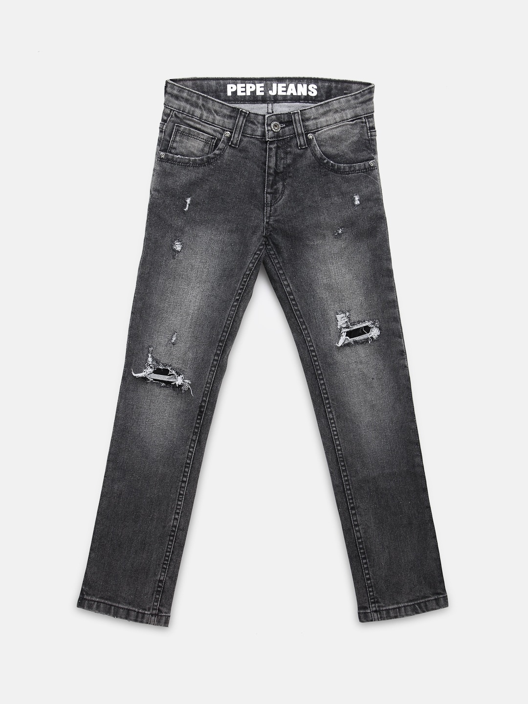 

Pepe Jeans Boys Black Slim Fit Mildly Distressed Heavy Fade Jeans