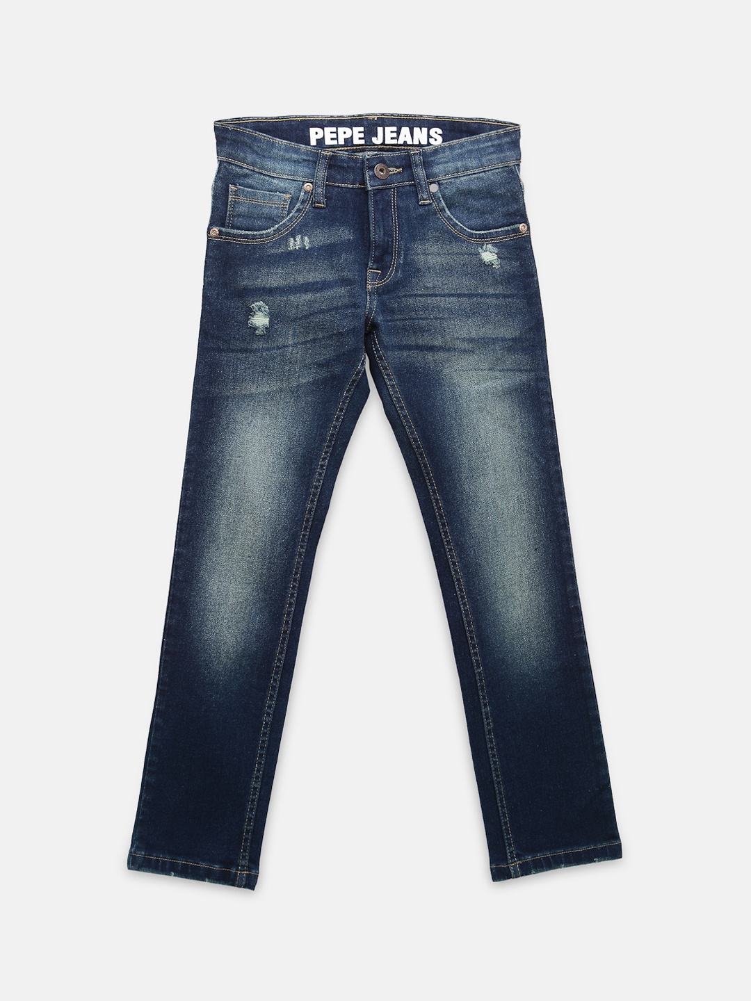 

Pepe Jeans Boys Blue Slim Fit Low Distress Heavy Fade Jeans