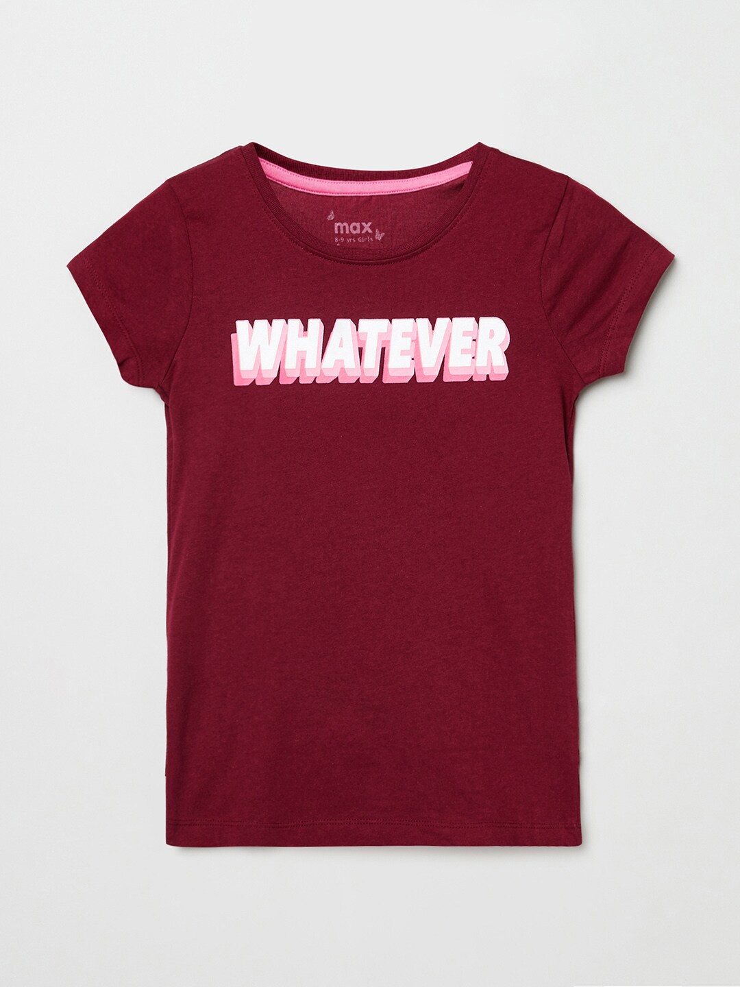

max Girls Maroon & White Printed T-shirt
