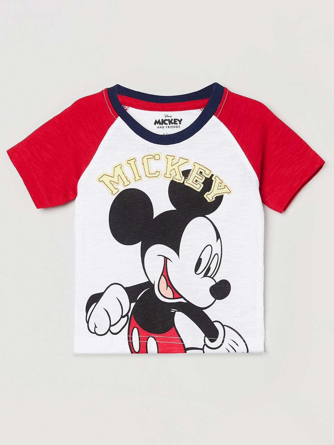 

max Boys White & Red Mickey Mouse Printed T-shirt