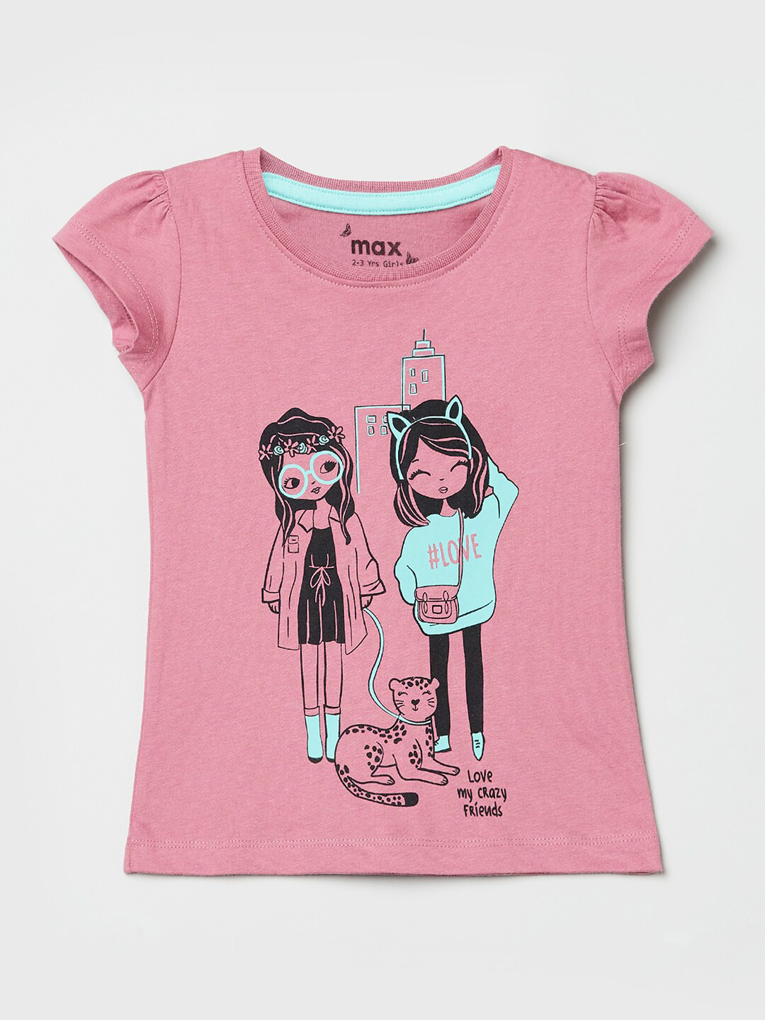 

max Girls Pink Graphic Printed T-shirt
