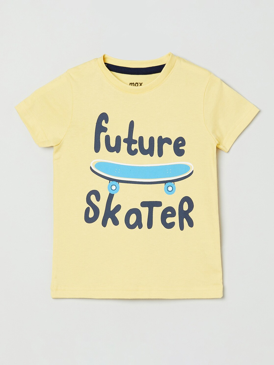 

max Boys Yellow Typography Printed T-shirt