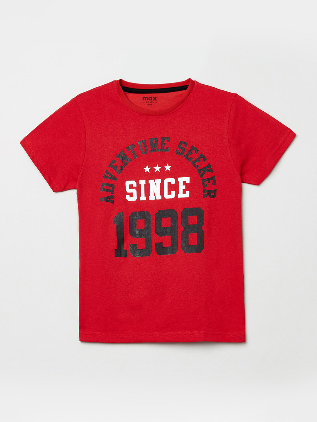 

max Boys Red Typography Printed Applique T-shirt