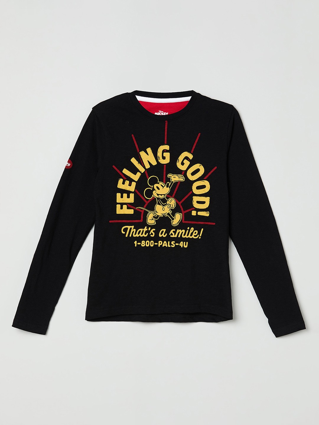 

max Boys Black Yellow Typography Printed Henley Neck Pure Cotton T-shirt