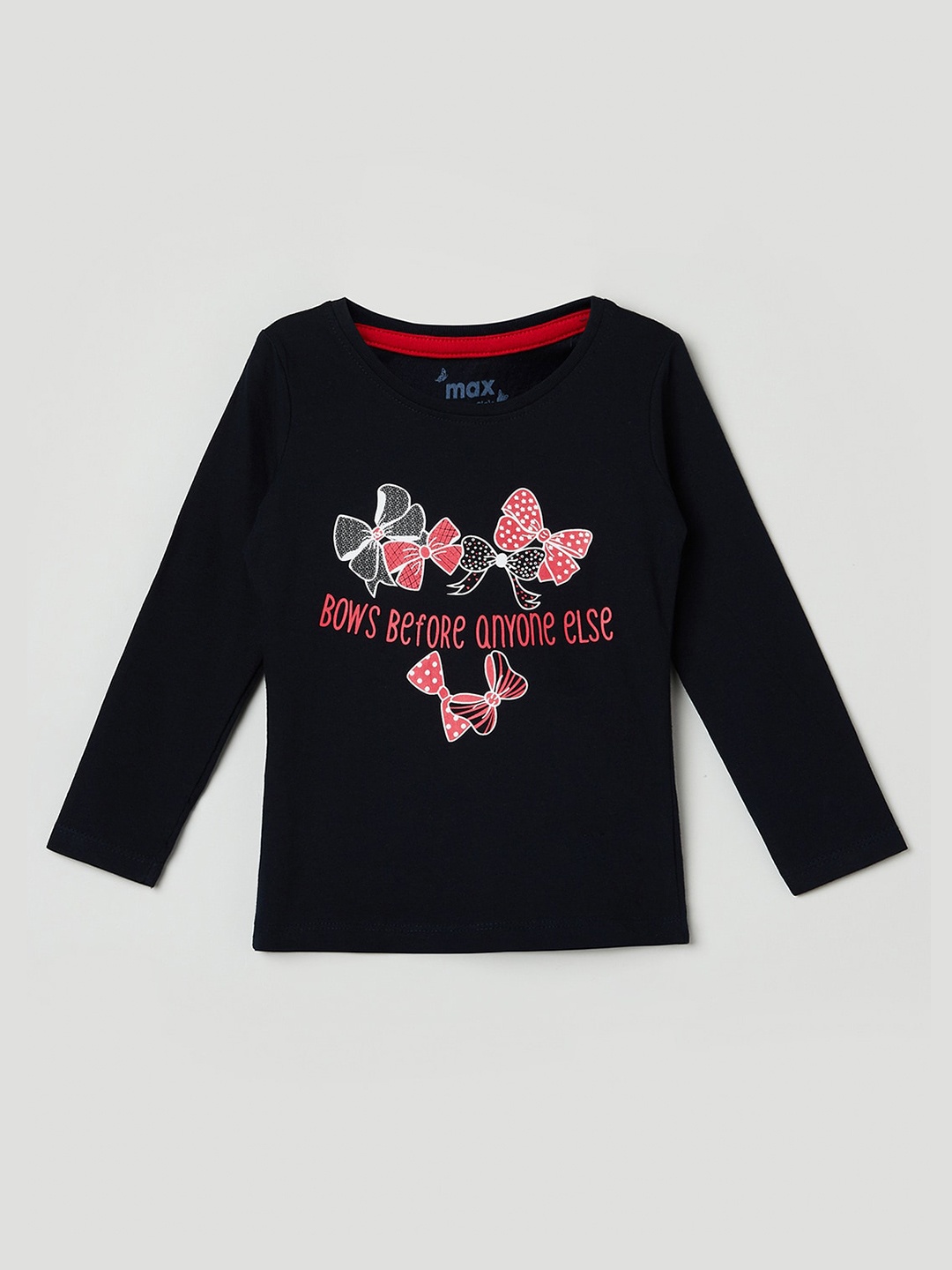 

max Girls Blue & Red Printed T-shirt
