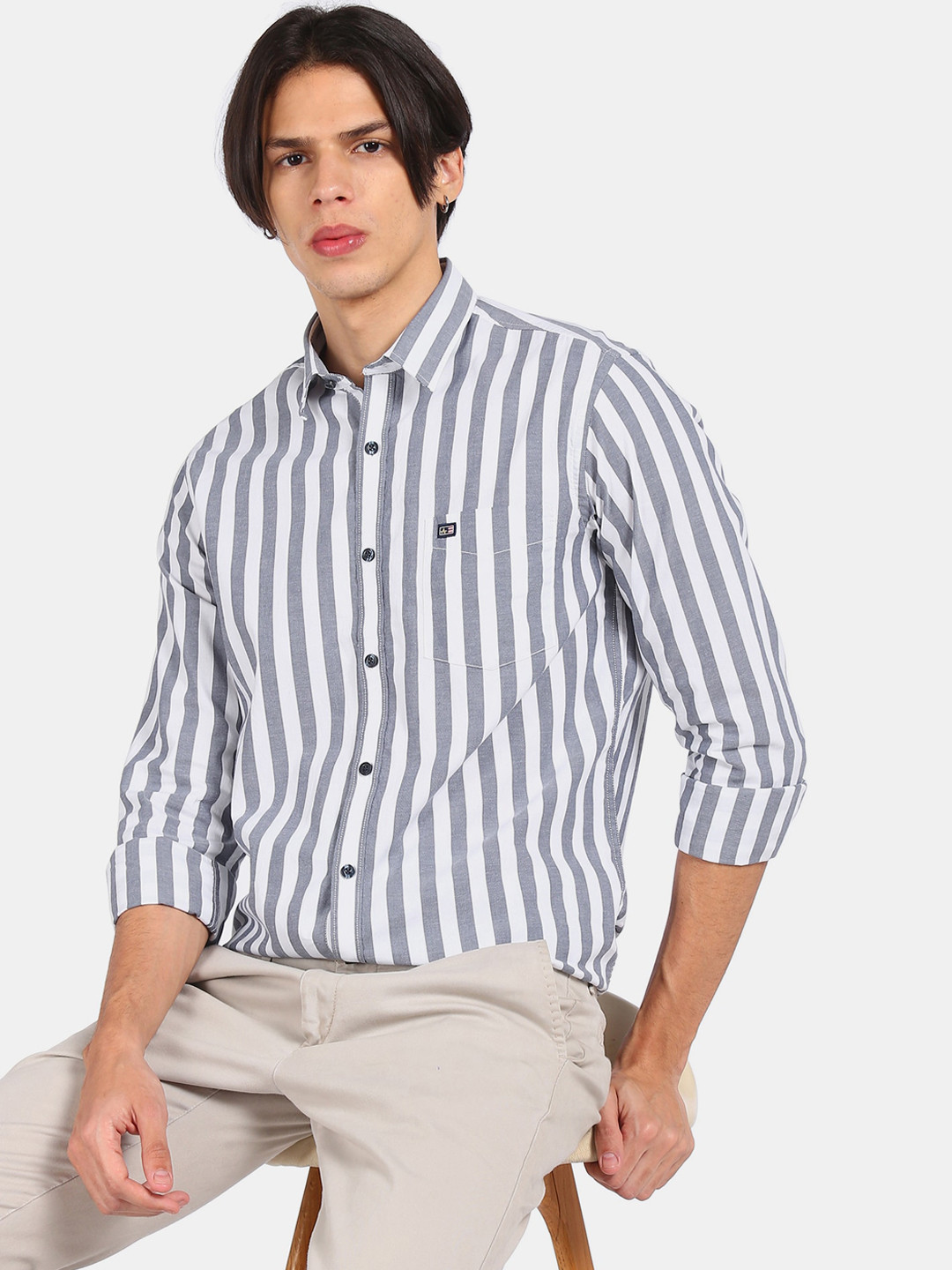 

Arrow Sport Men White Opaque Striped Casual Shirt