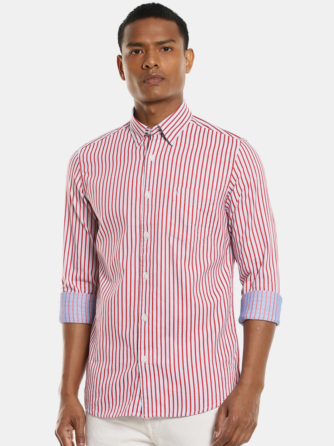 

Arrow Sport Men Red Opaque Striped Casual Shirt