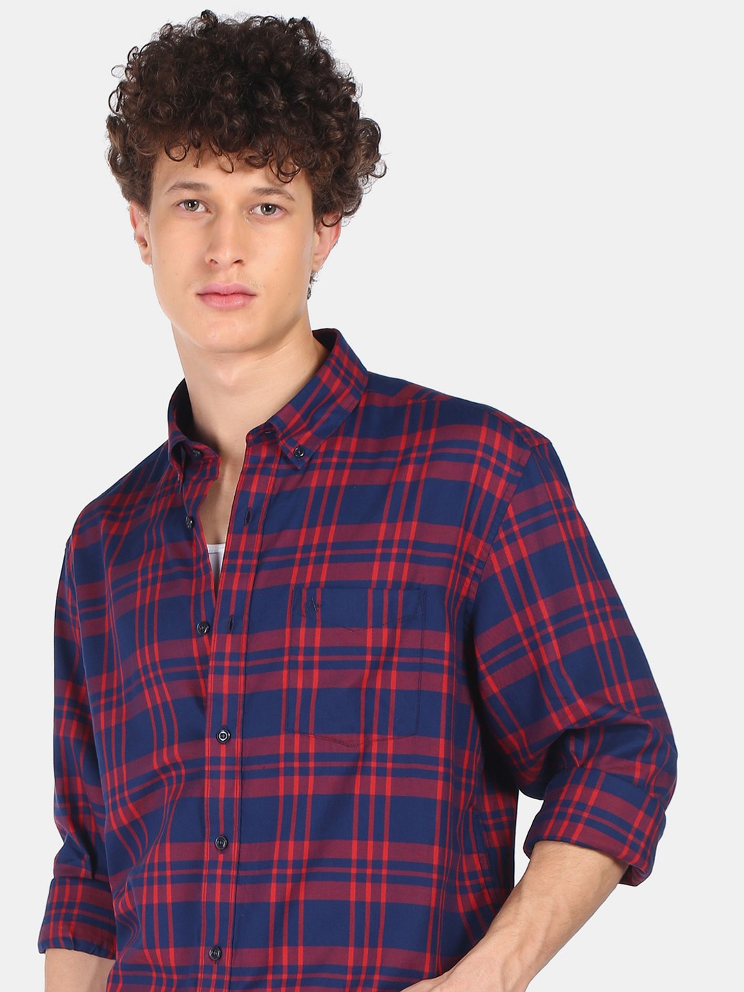 

Arrow Sport Men Blue Tartan Checks Opaque Pure Cotton Checked Casual Shirt