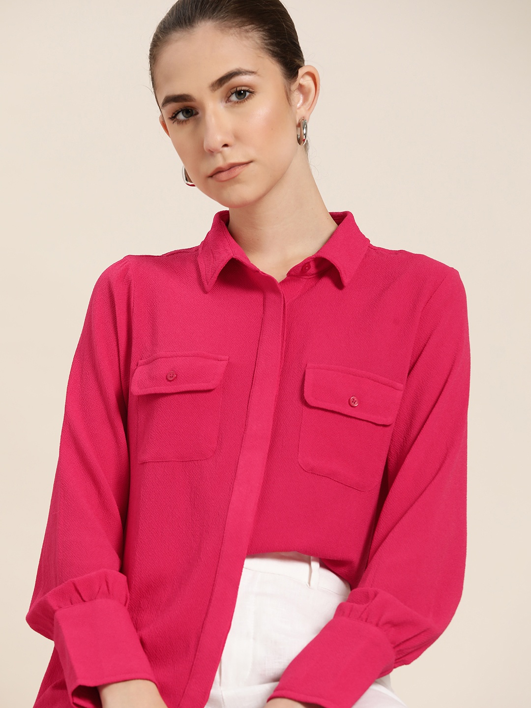 

her by invictus Women Pink Solid Casual Shirt