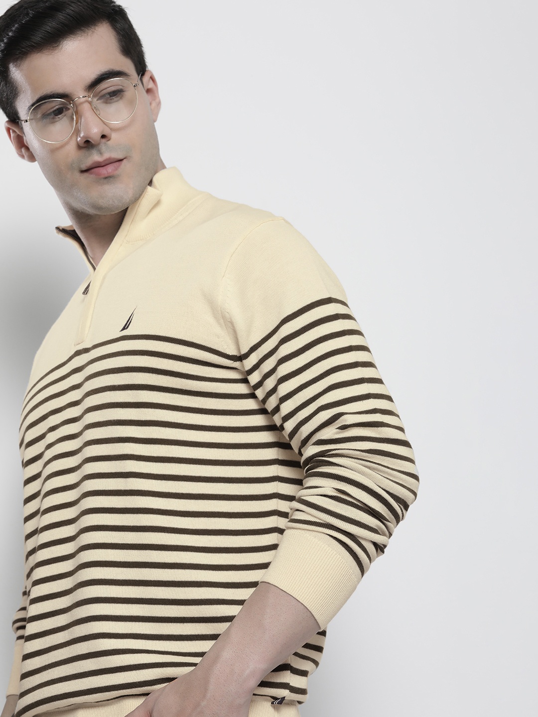 

Nautica Men Striped Pullover Sweater, Cream