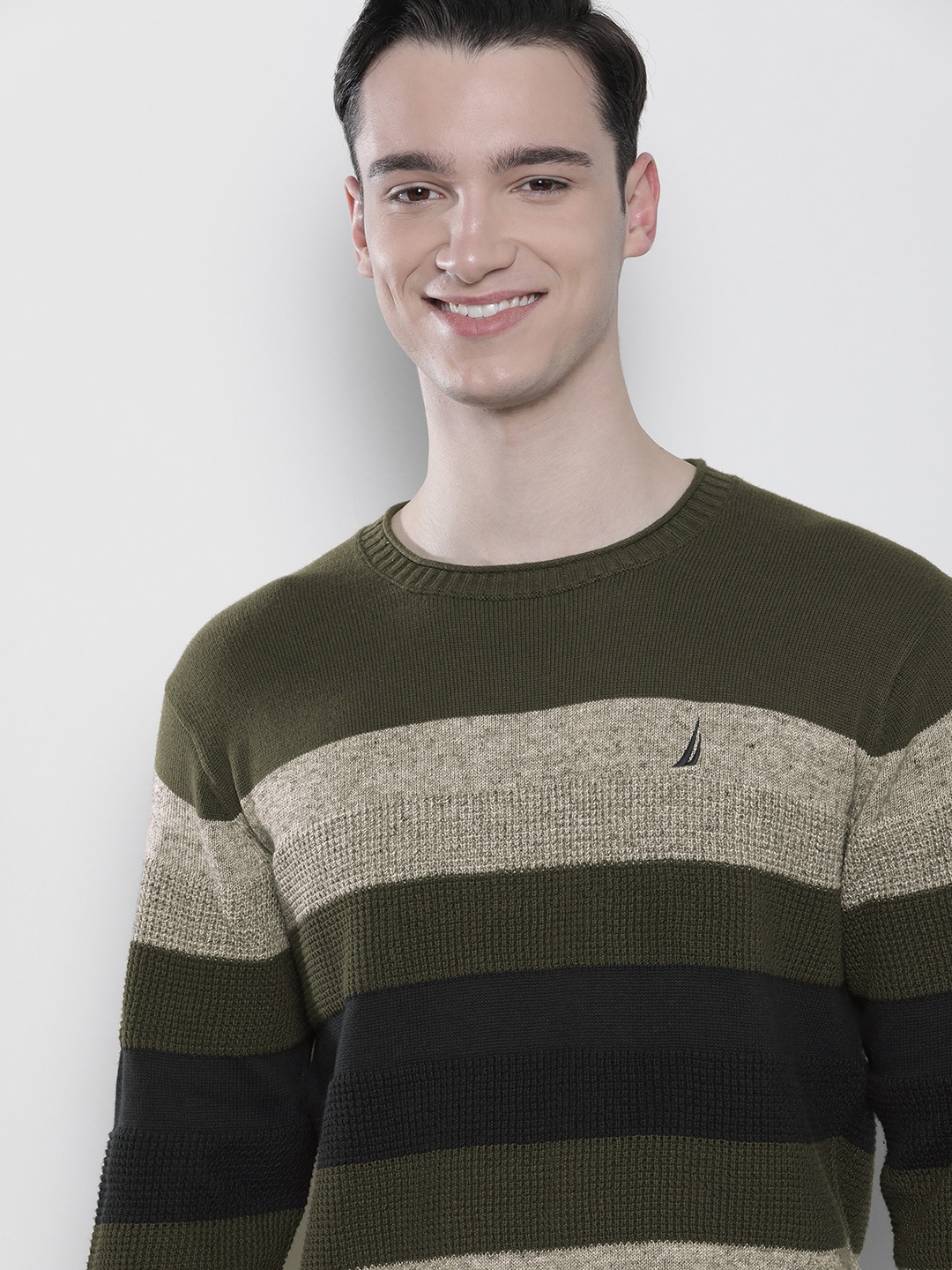 

Nautica Men Striped Pullover Sweater, Olive