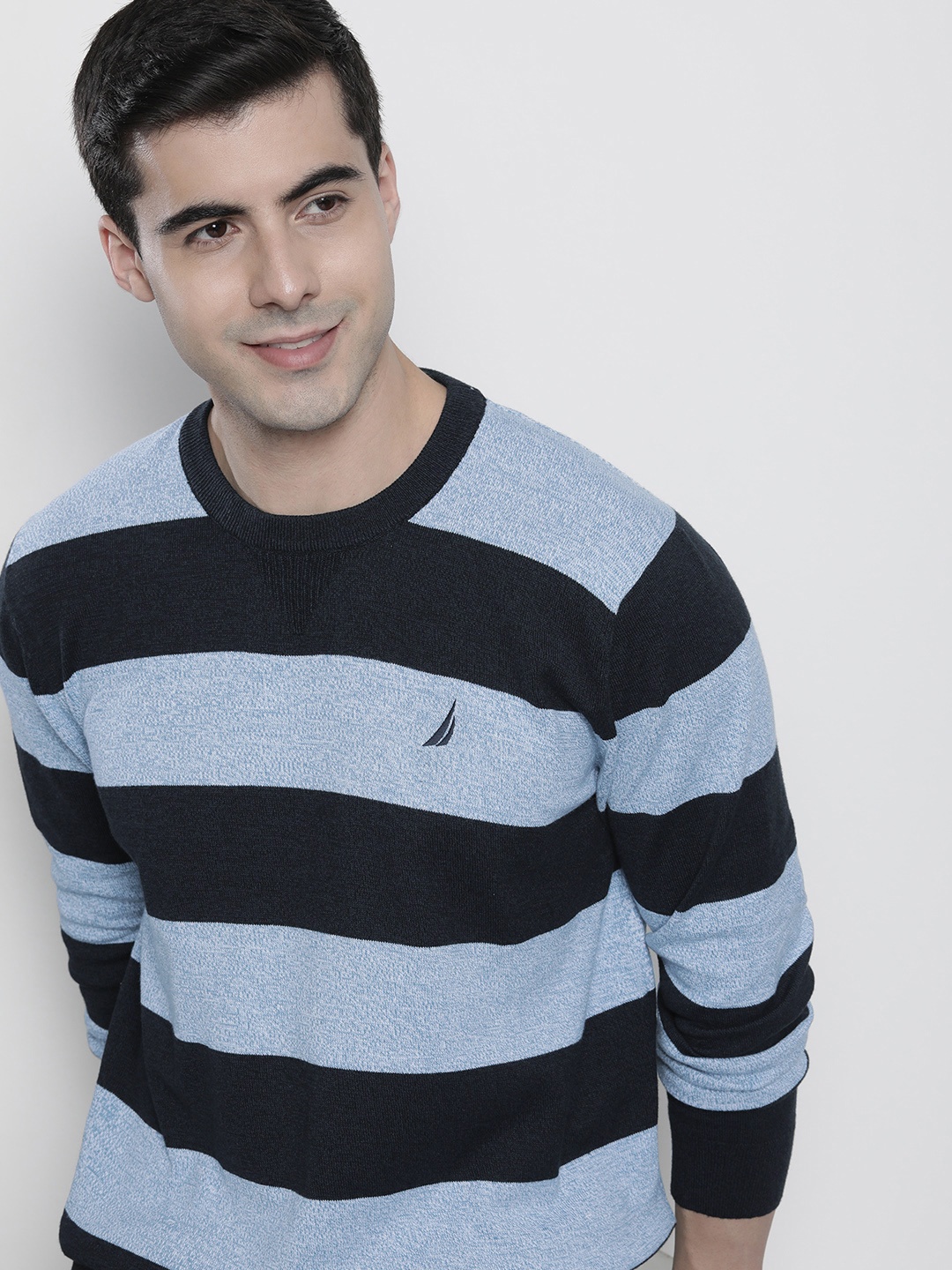 

Nautica Men Colourblocked Pullover Sweater, Blue