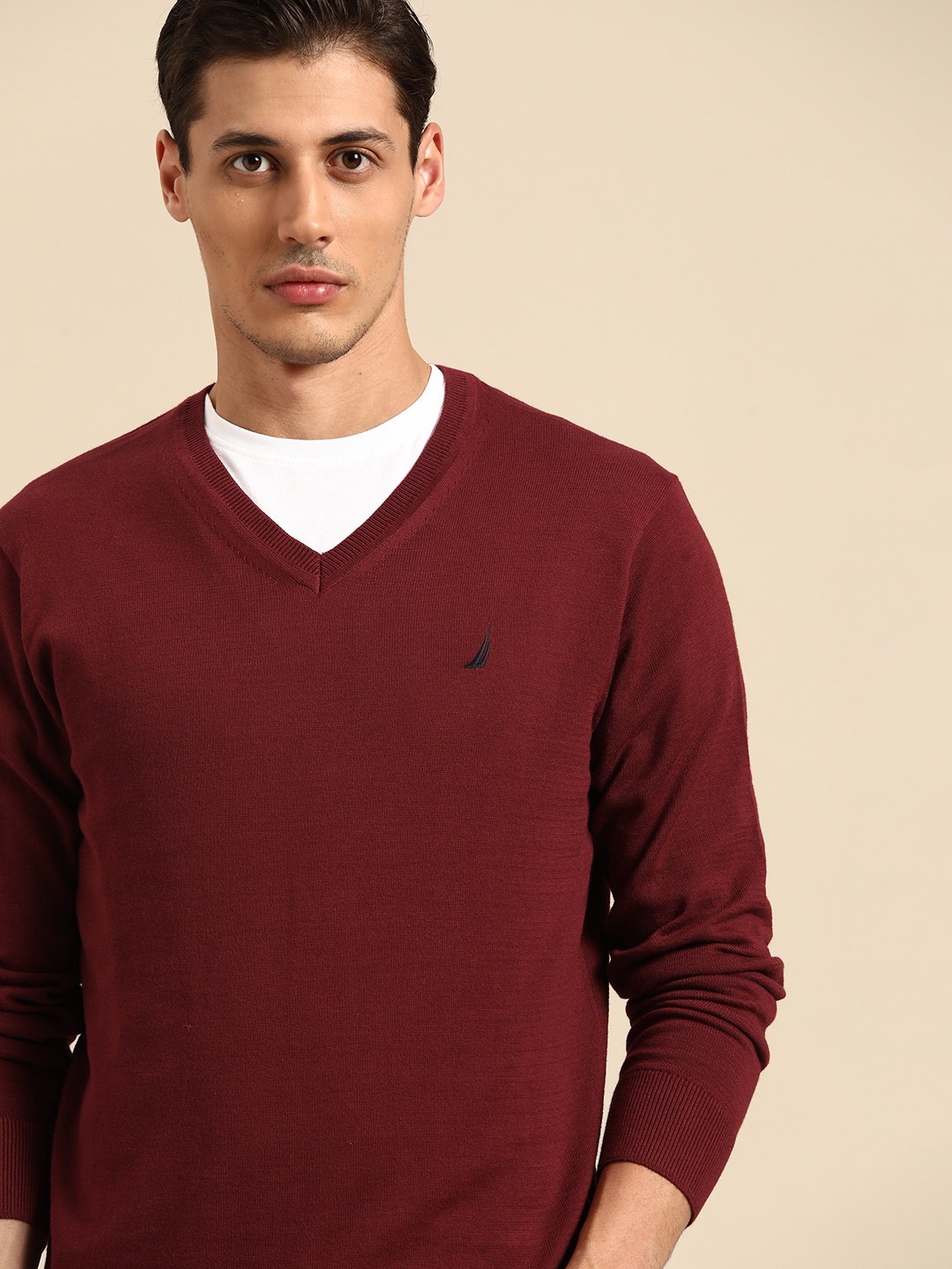 

Nautica Men Maroon Solid Pullover