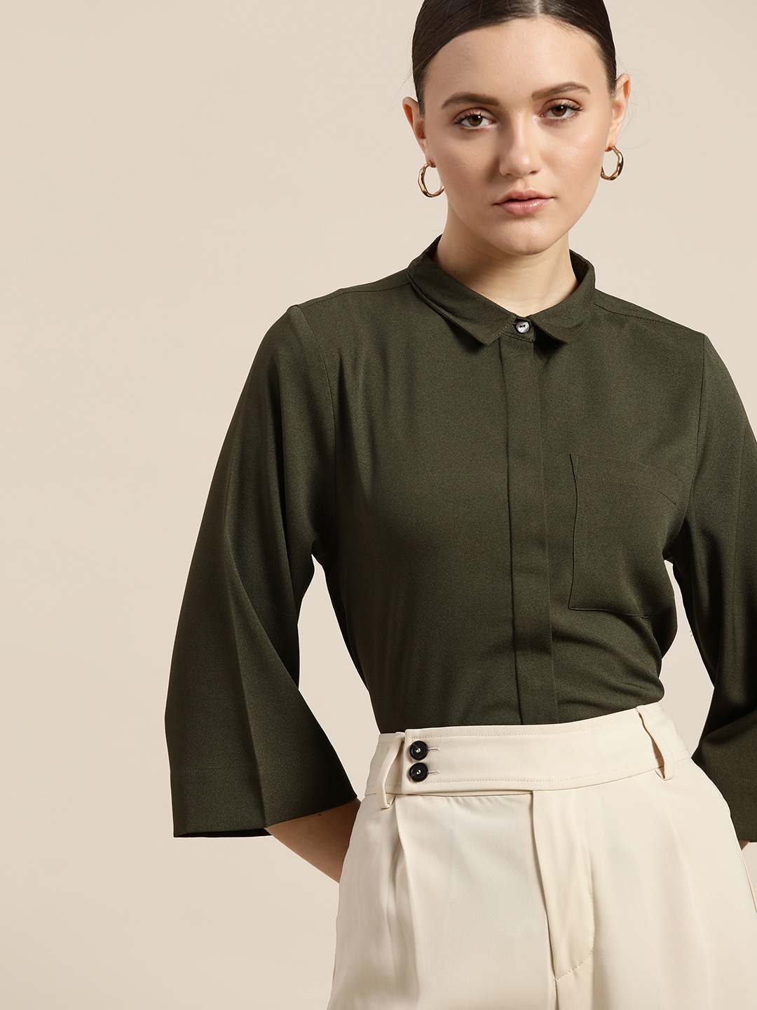 

her by invictus Women Olive Green Casual Shirt