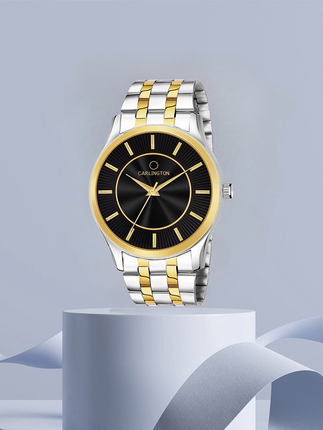 

CARLINGTON Men Black Brass Dial & Stainless Steel Straps Analogue Watch CT-6220SB