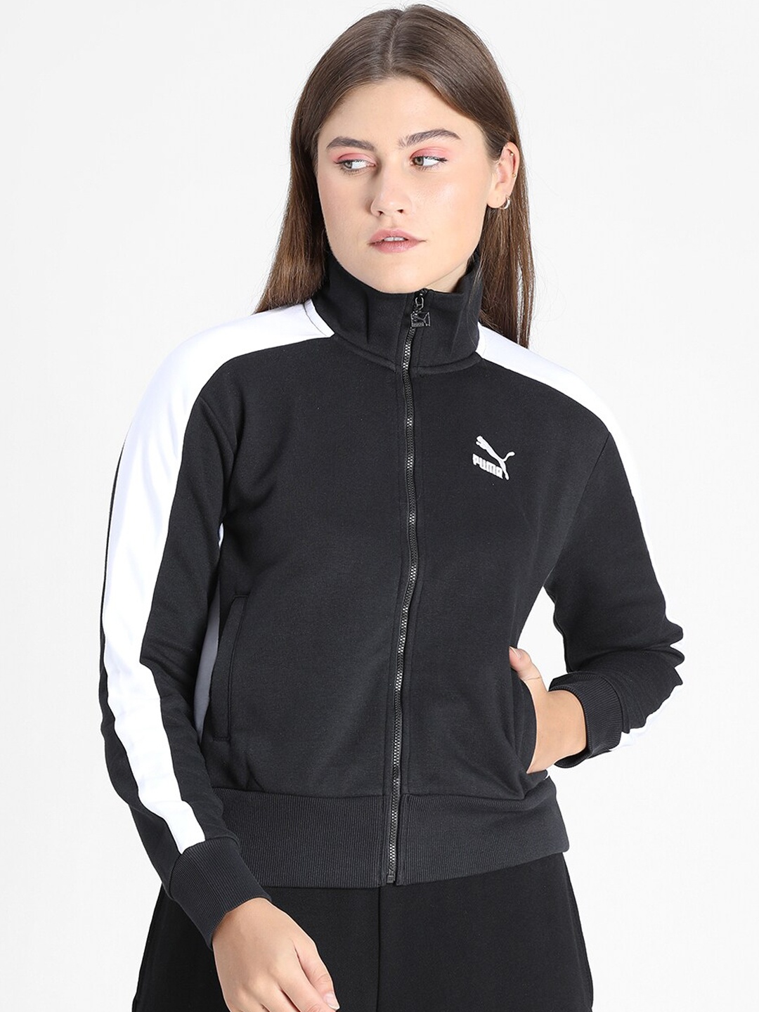 

Puma Women Black White Colourblocked Bomber Jacket
