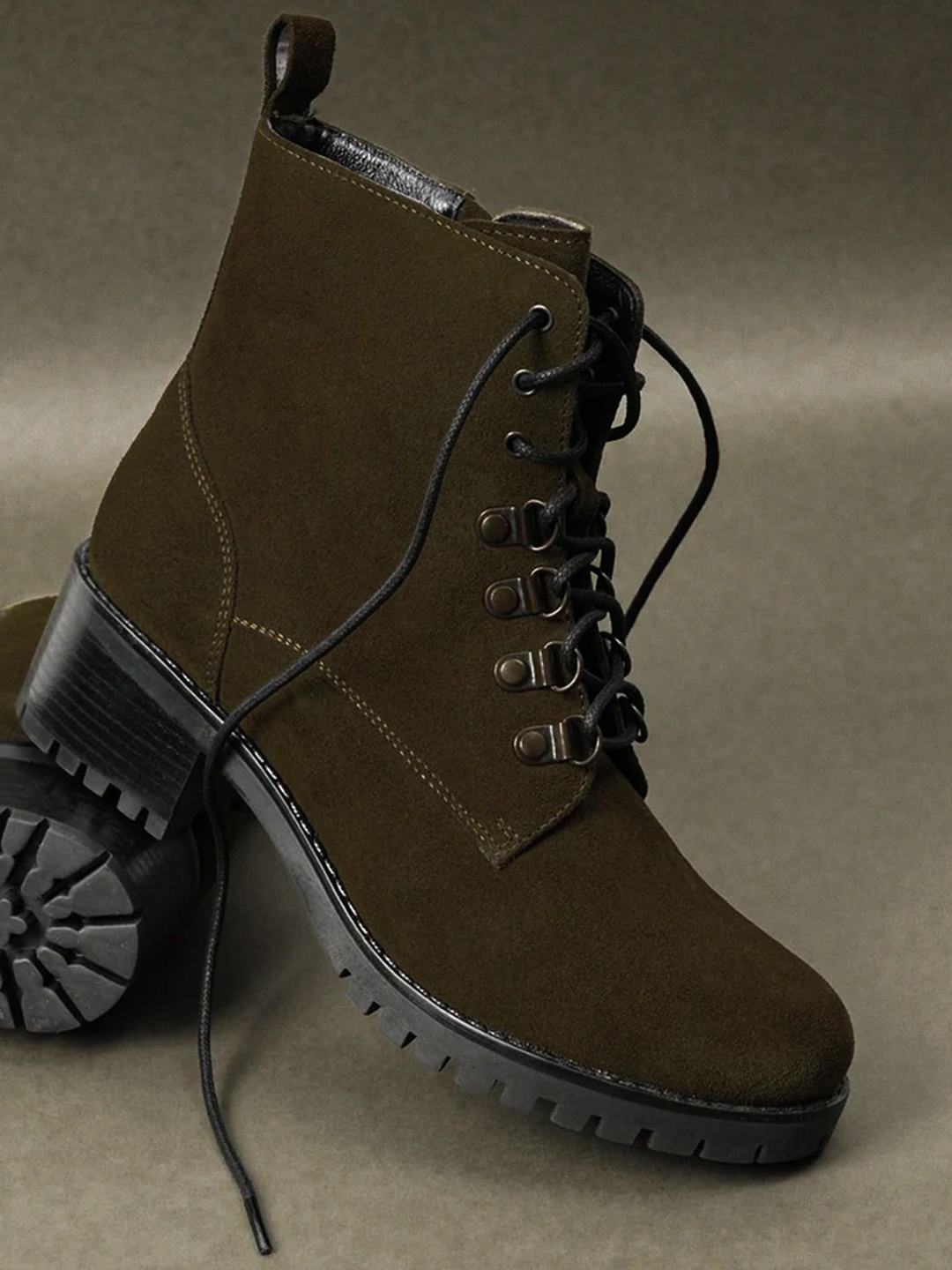 

Saint G Olive Green Leather Ankle Boots