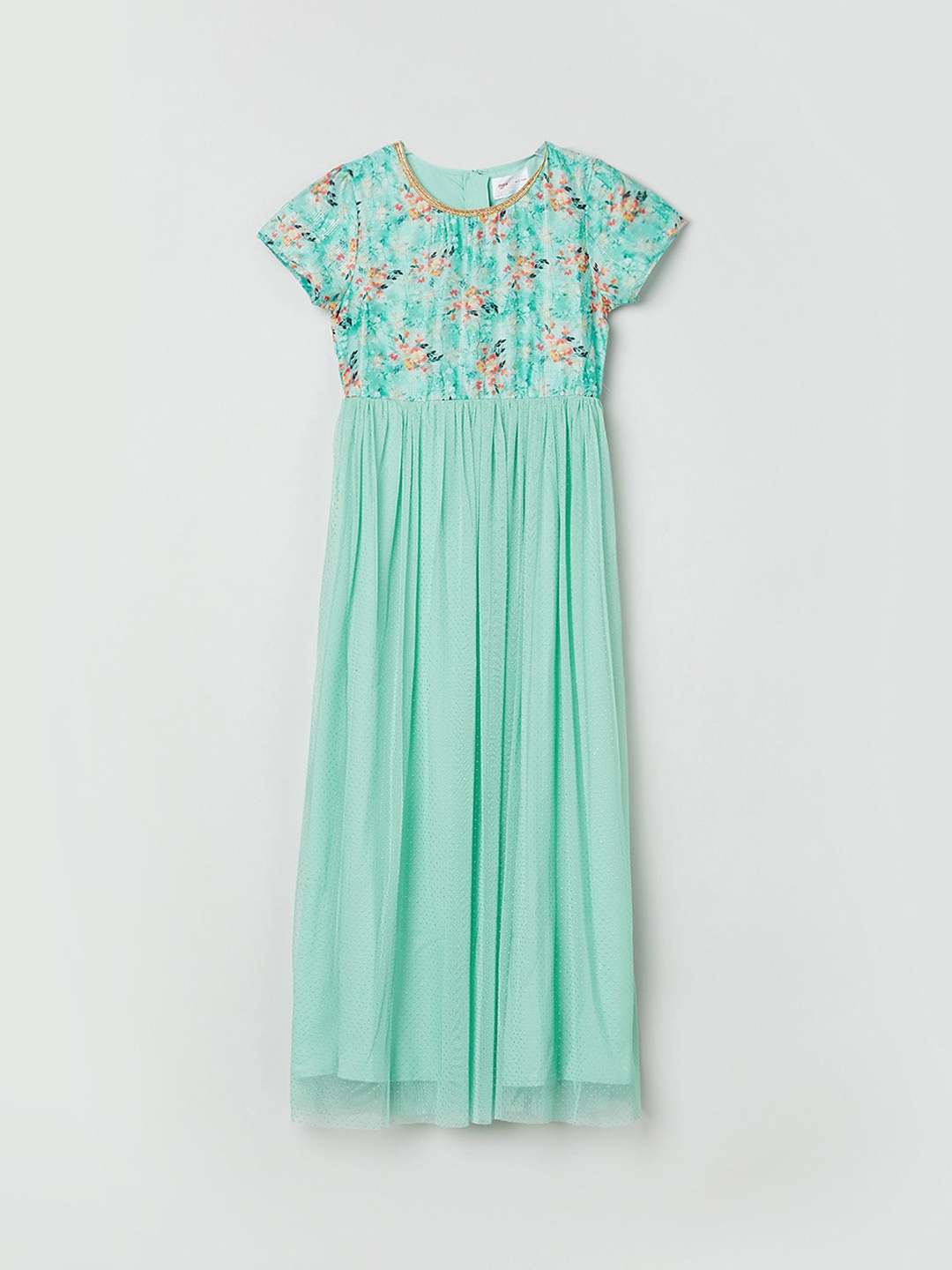 

max Green & Coral Floral Printed Maxi Dress