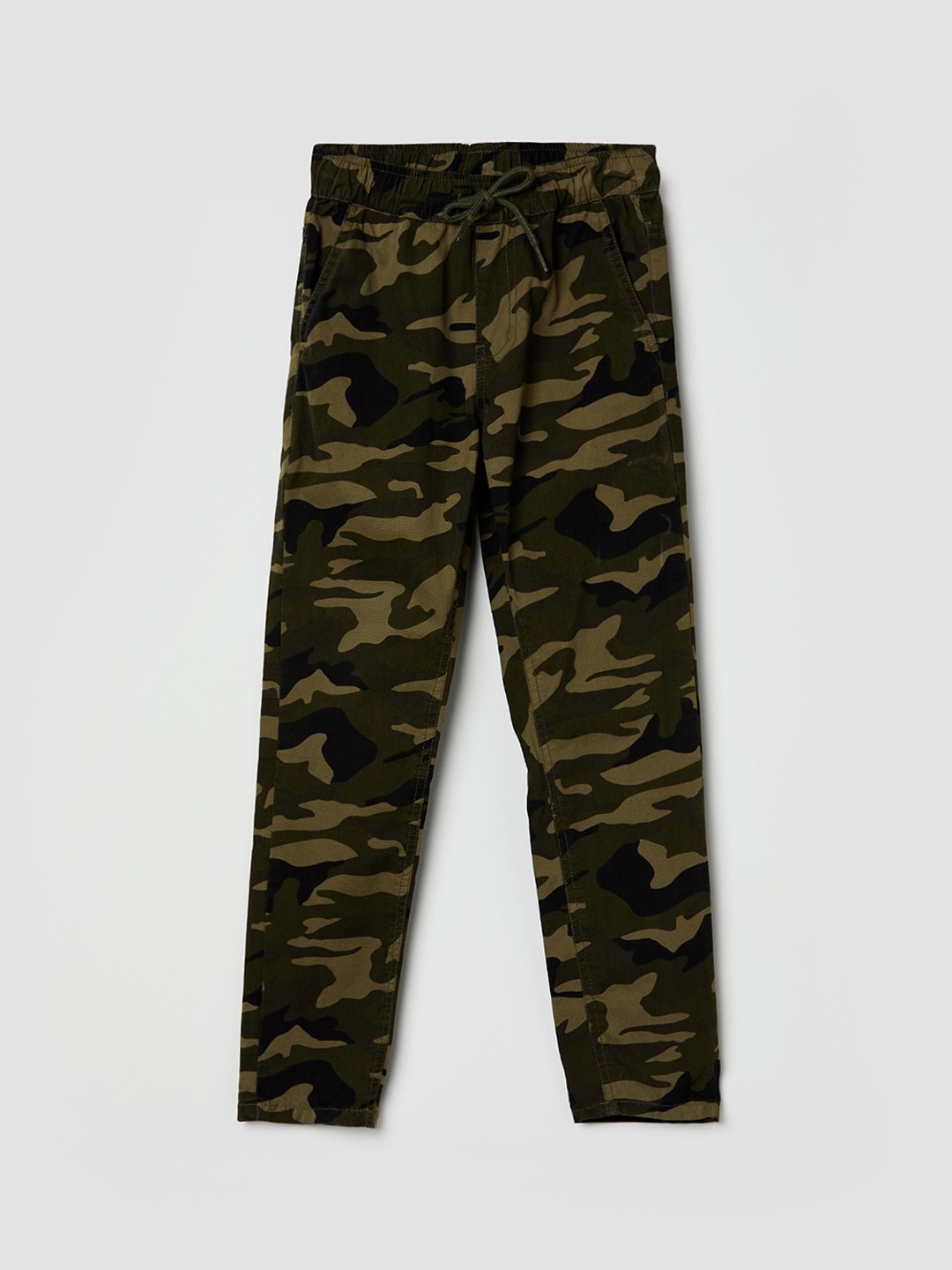 

max Boys Green Camouflage Printed Cotton Joggers