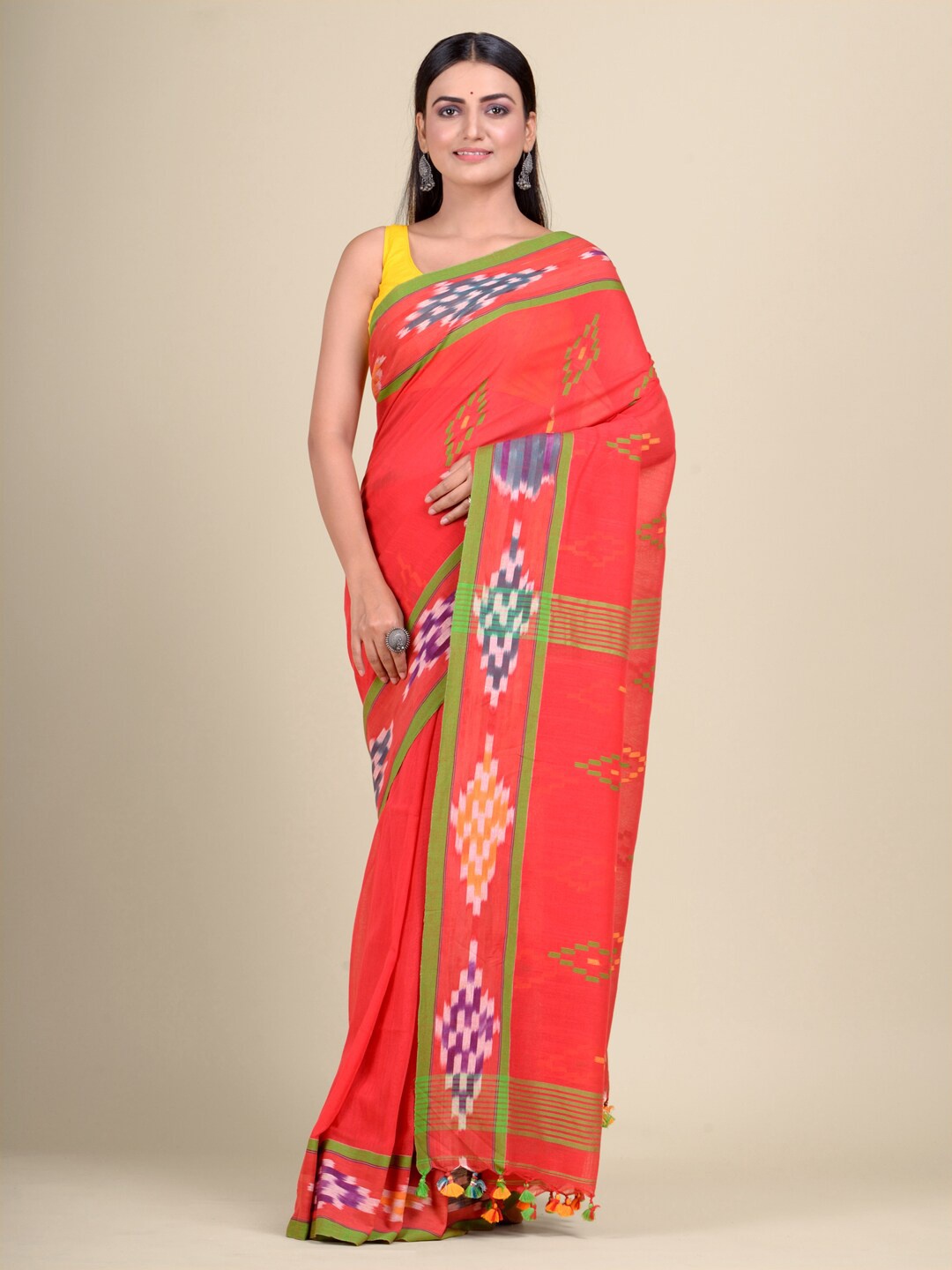 

Mitera Red & Green Pure Cotton Saree