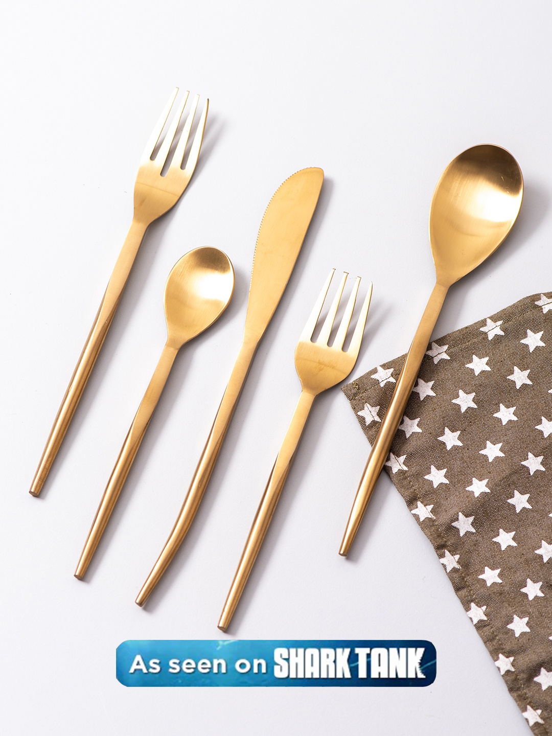 

nestroots Gold-Toned Set Of 5 Pieces Stainless Steel Glossy Spoon