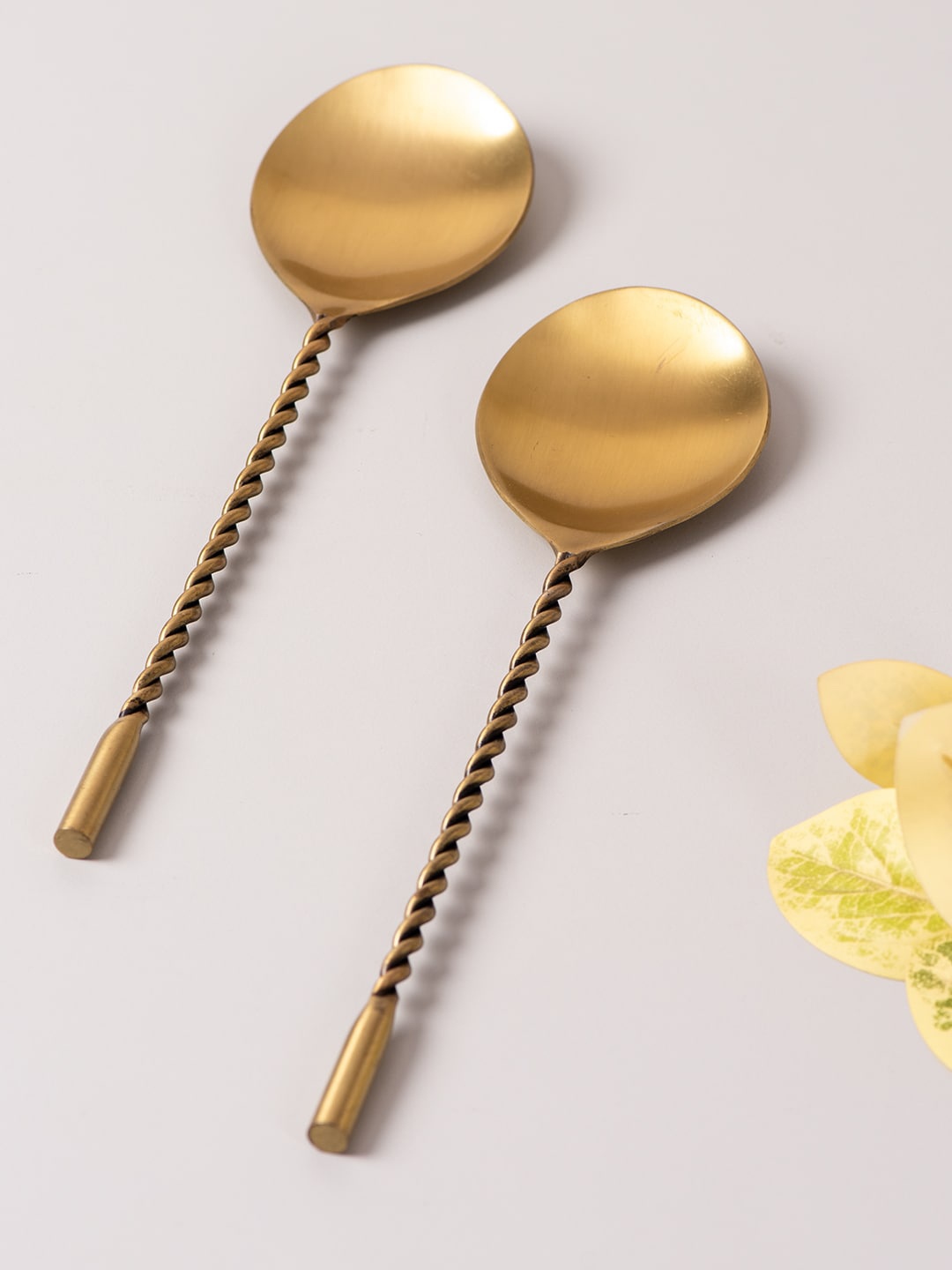 

nestroots Set Of 2 Golden Serving Spoons with Long Handle, Gold