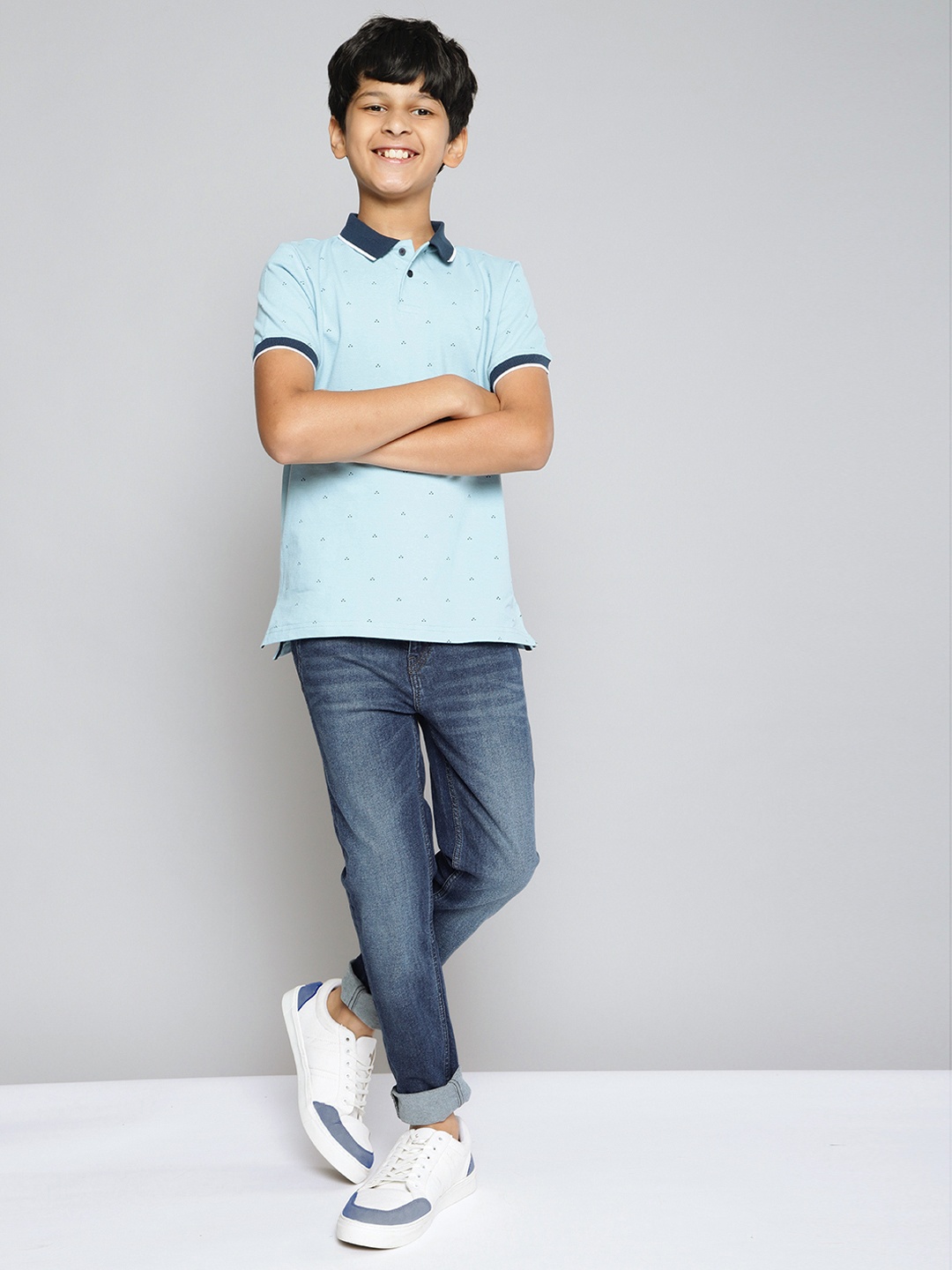 

M&H Juniors Boys Blue Skinny Fit Light Fade Stretchable Jeans