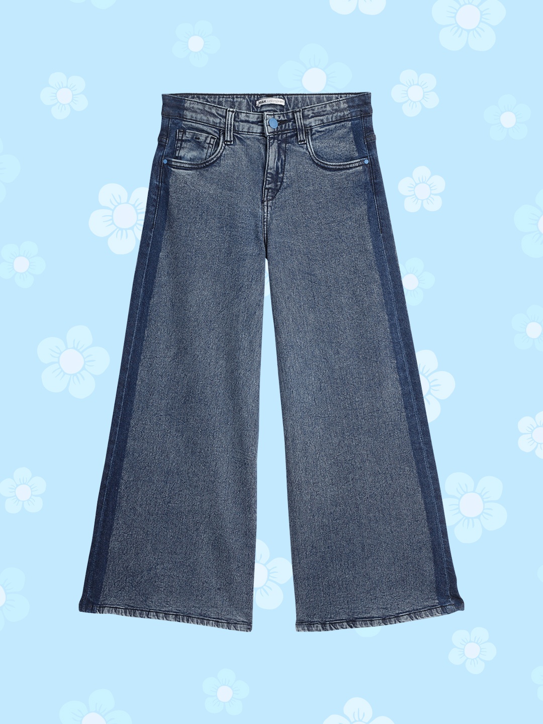 

M&H Juniors Girls Blue Wide Leg Stretchable Jeans