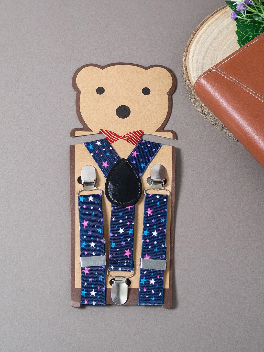 

Golden Peacock Boys Navy Blue & Pink Patterned Adjustable Y-Back Elastic Suspender