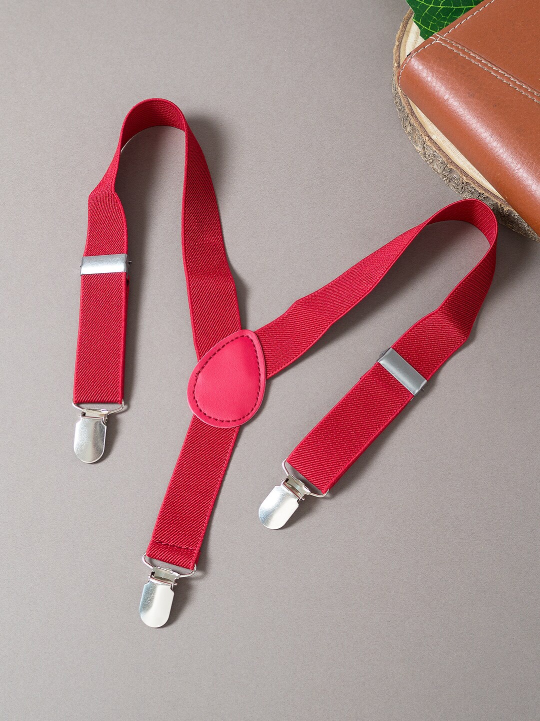 

Golden Peacock Boys Red Solid Adjustable Y-Back Elastic Suspender