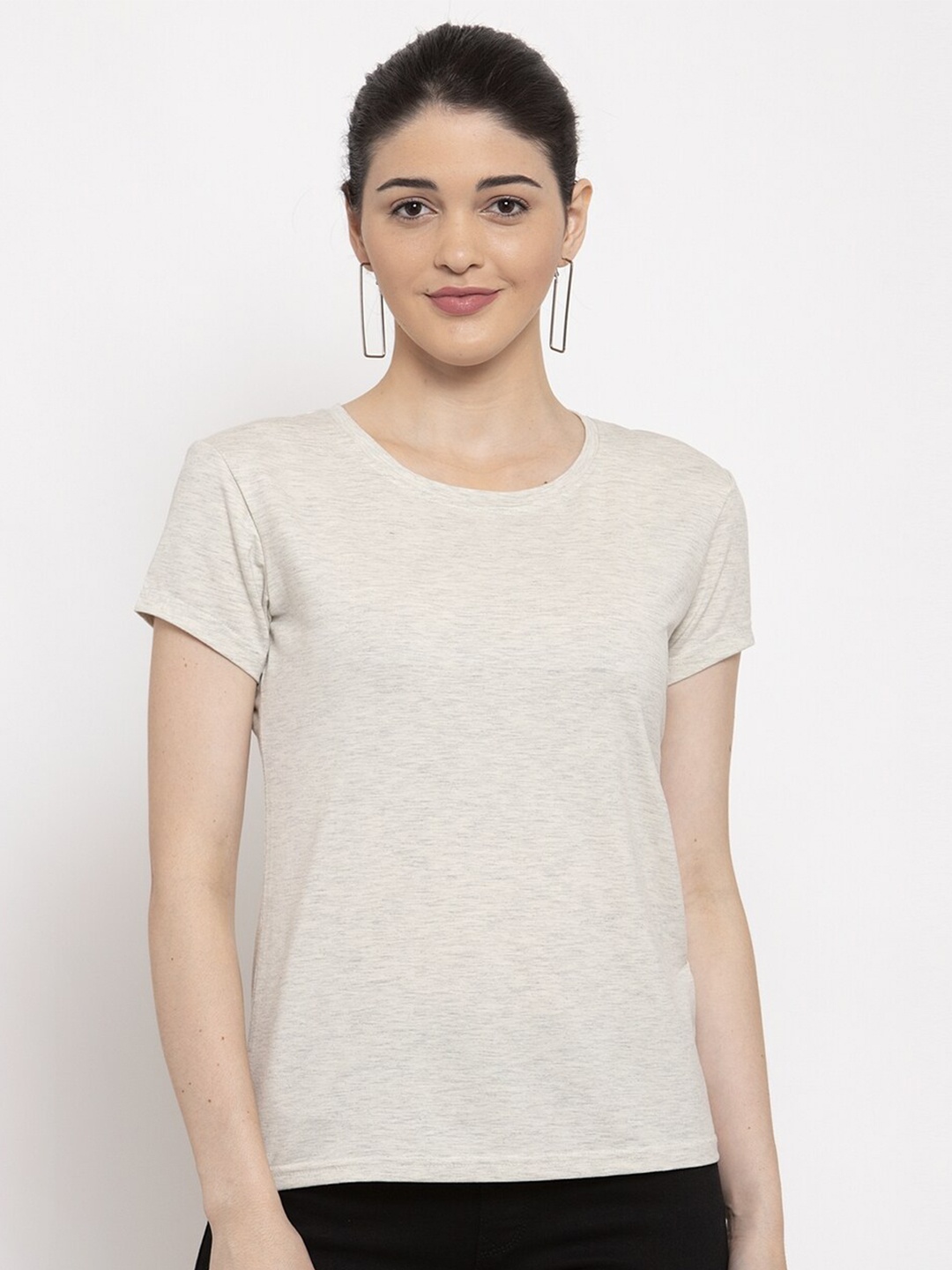 

Prag & Co Women Off White Solid T-shirt